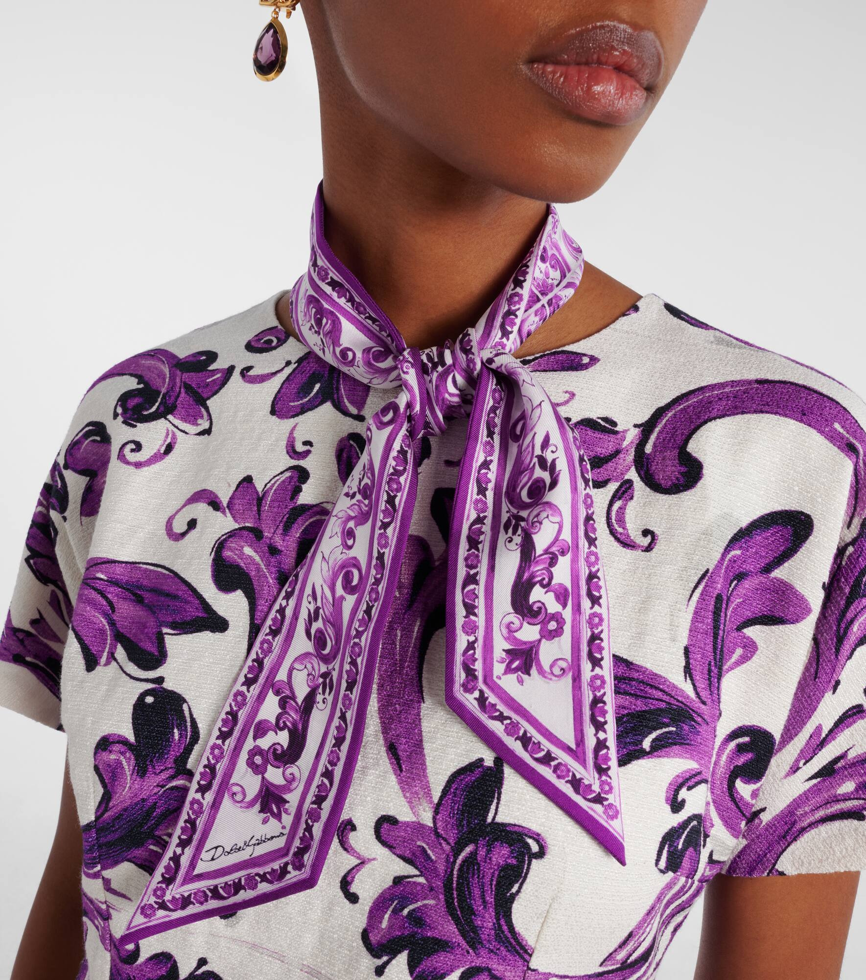 Majolica silk twill scarf - 2