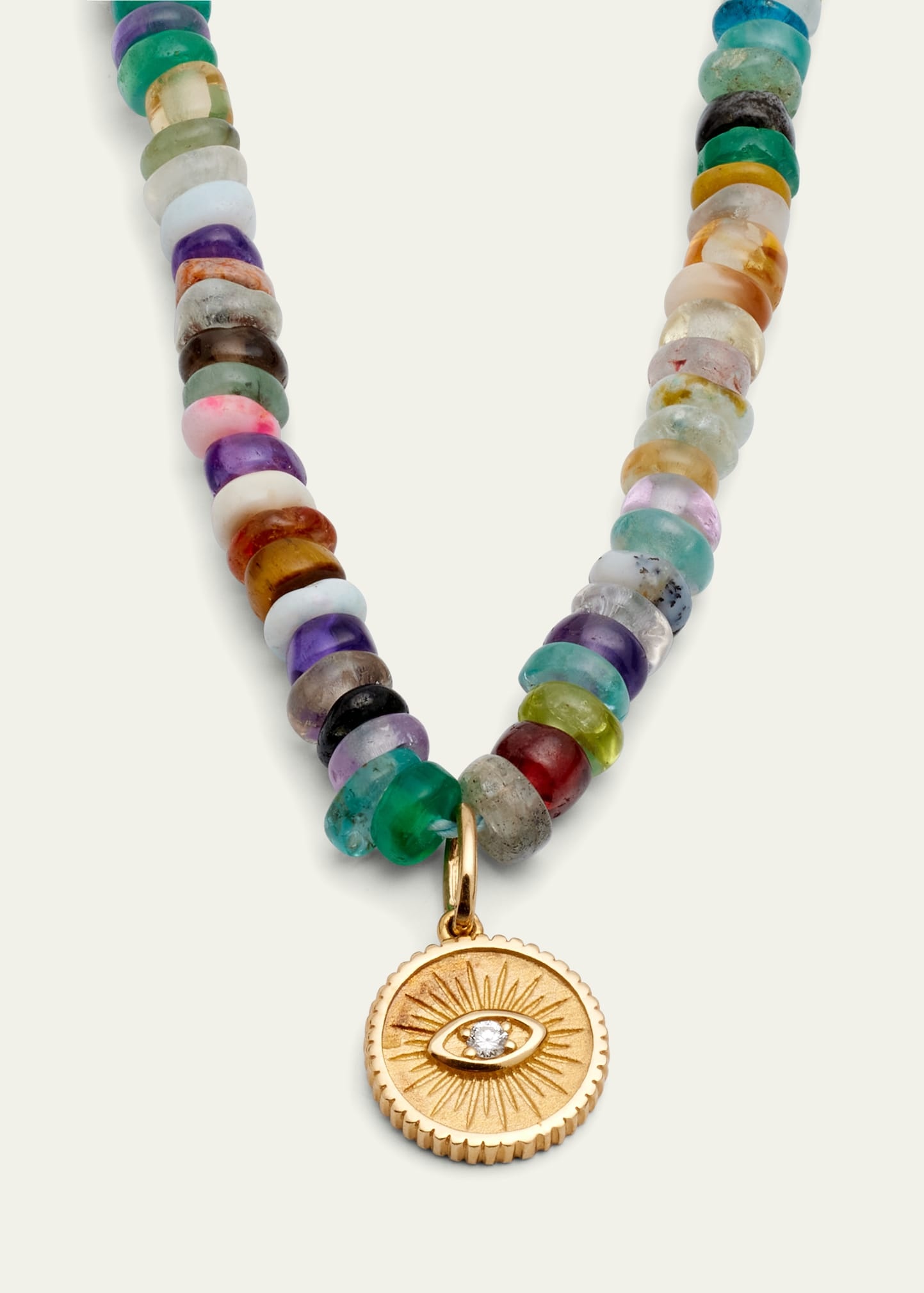 14k Evil Eye Diamond Coin Necklace - 3
