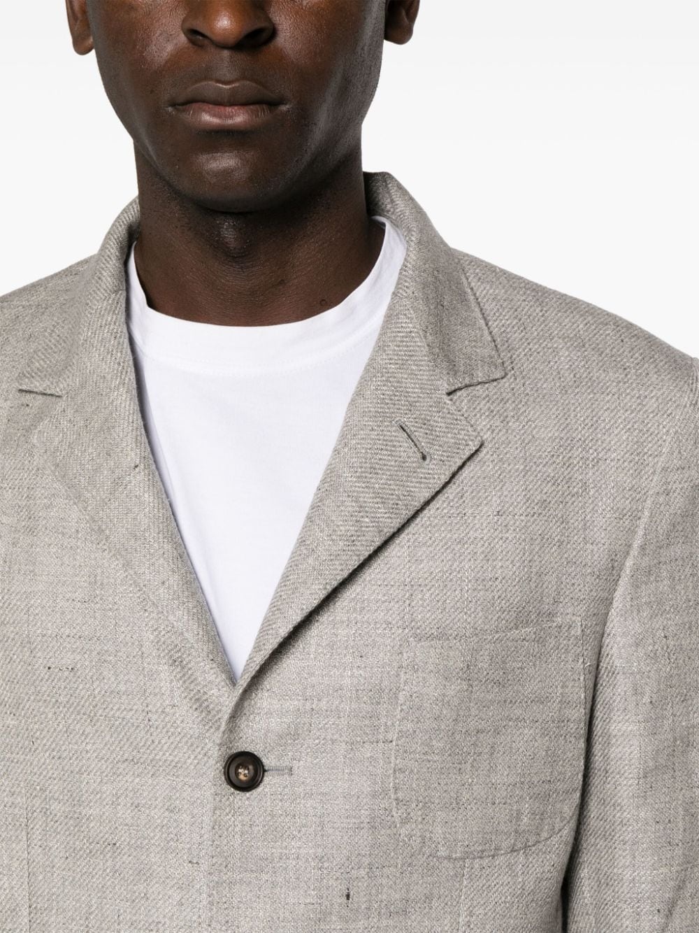 stand-up collar single-breasted blazer - 5