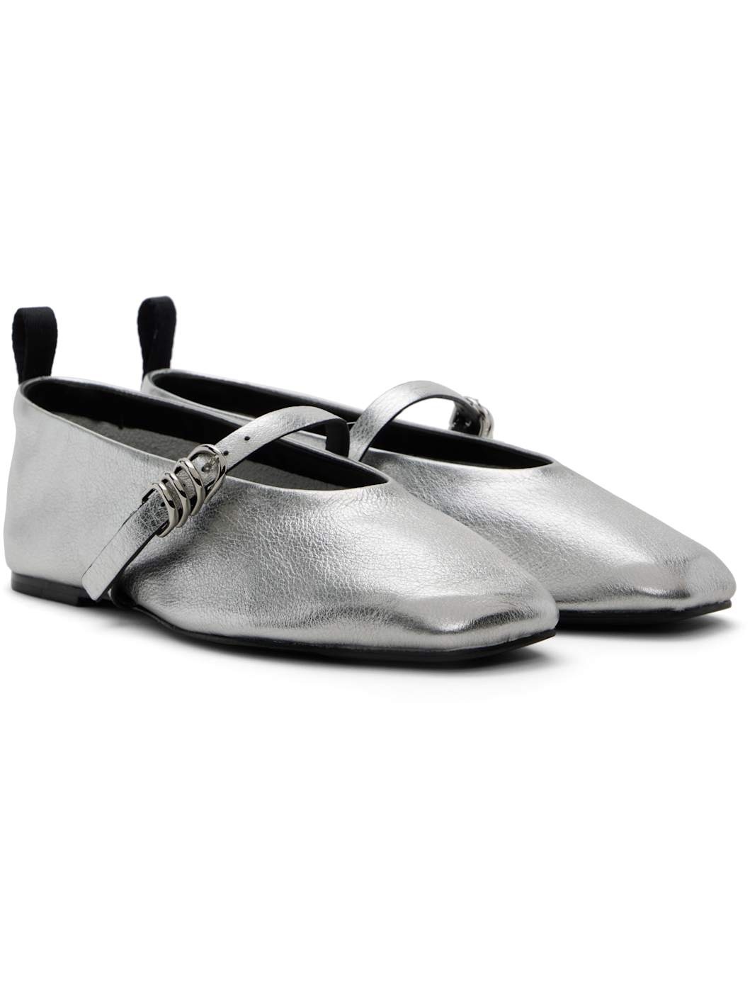 Silver & Black Spire Mary Jane Ballerina Flats - 4