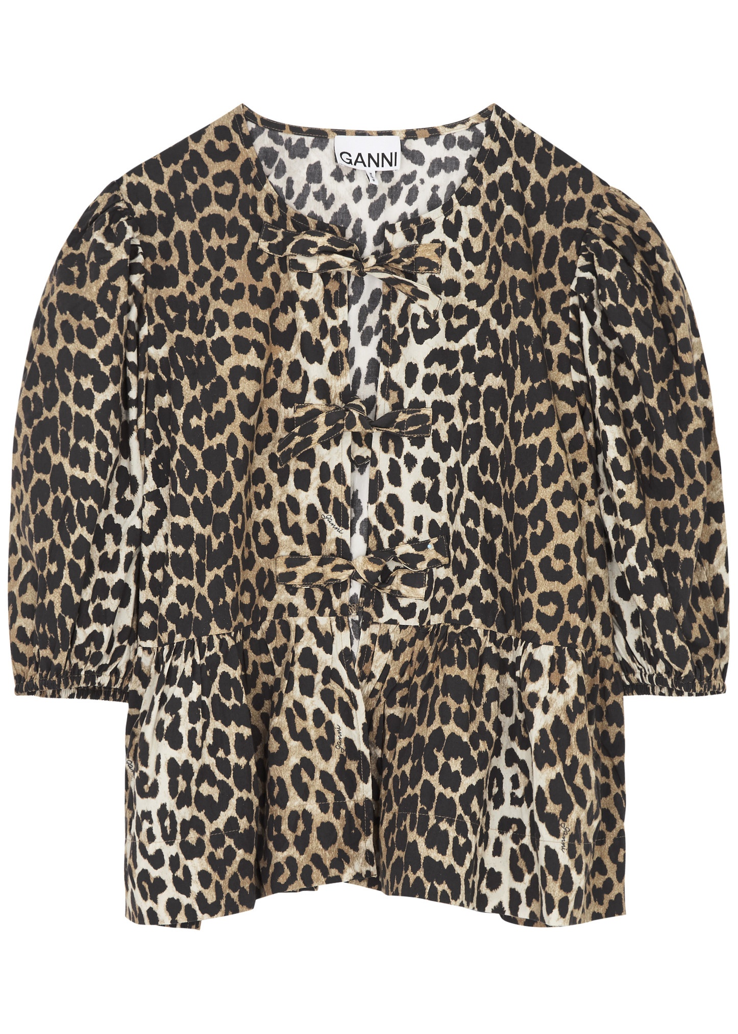 Leopard-print cotton-poplin blouse - 1