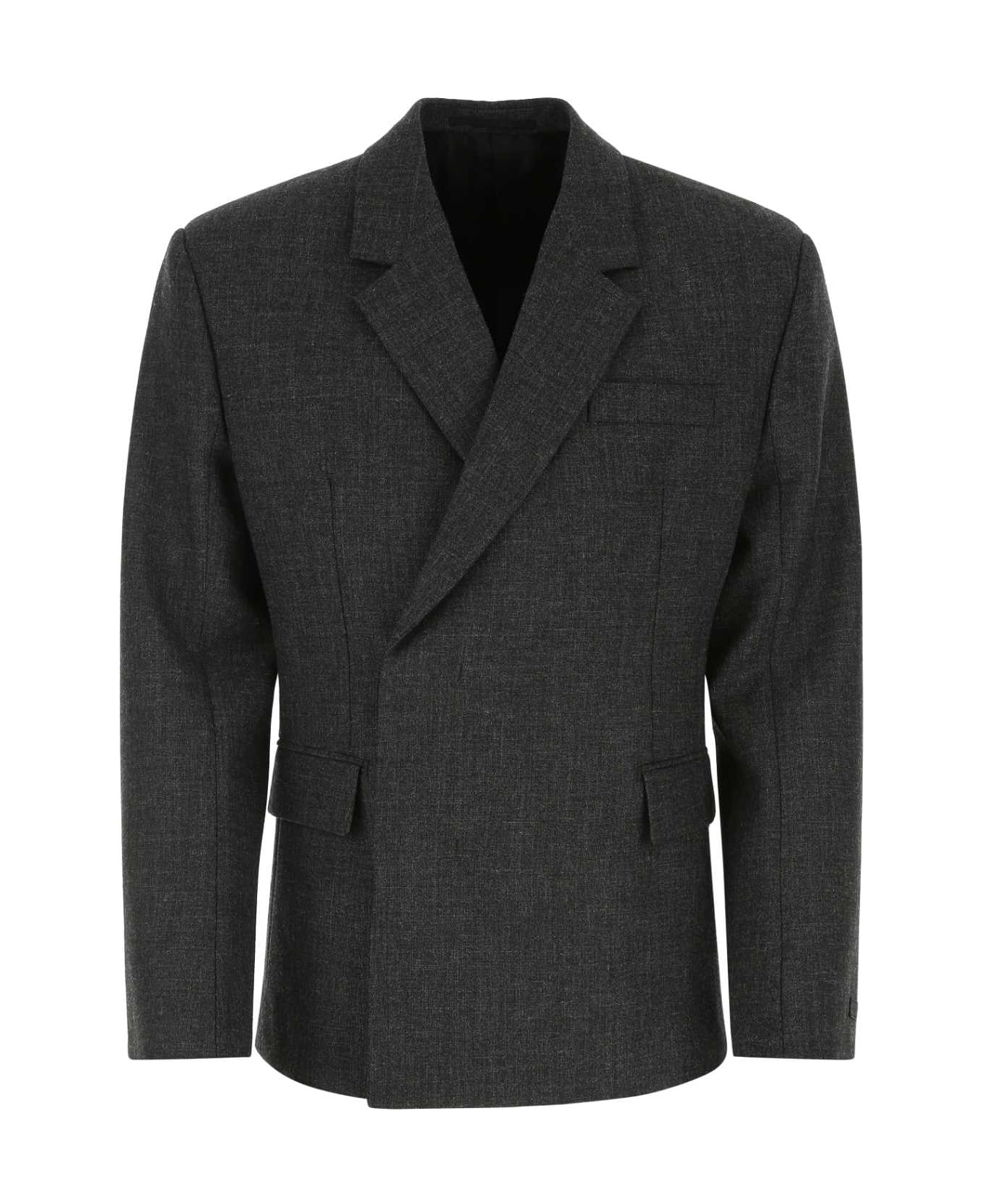 Melange Dark Grey Wool Blazer - 1