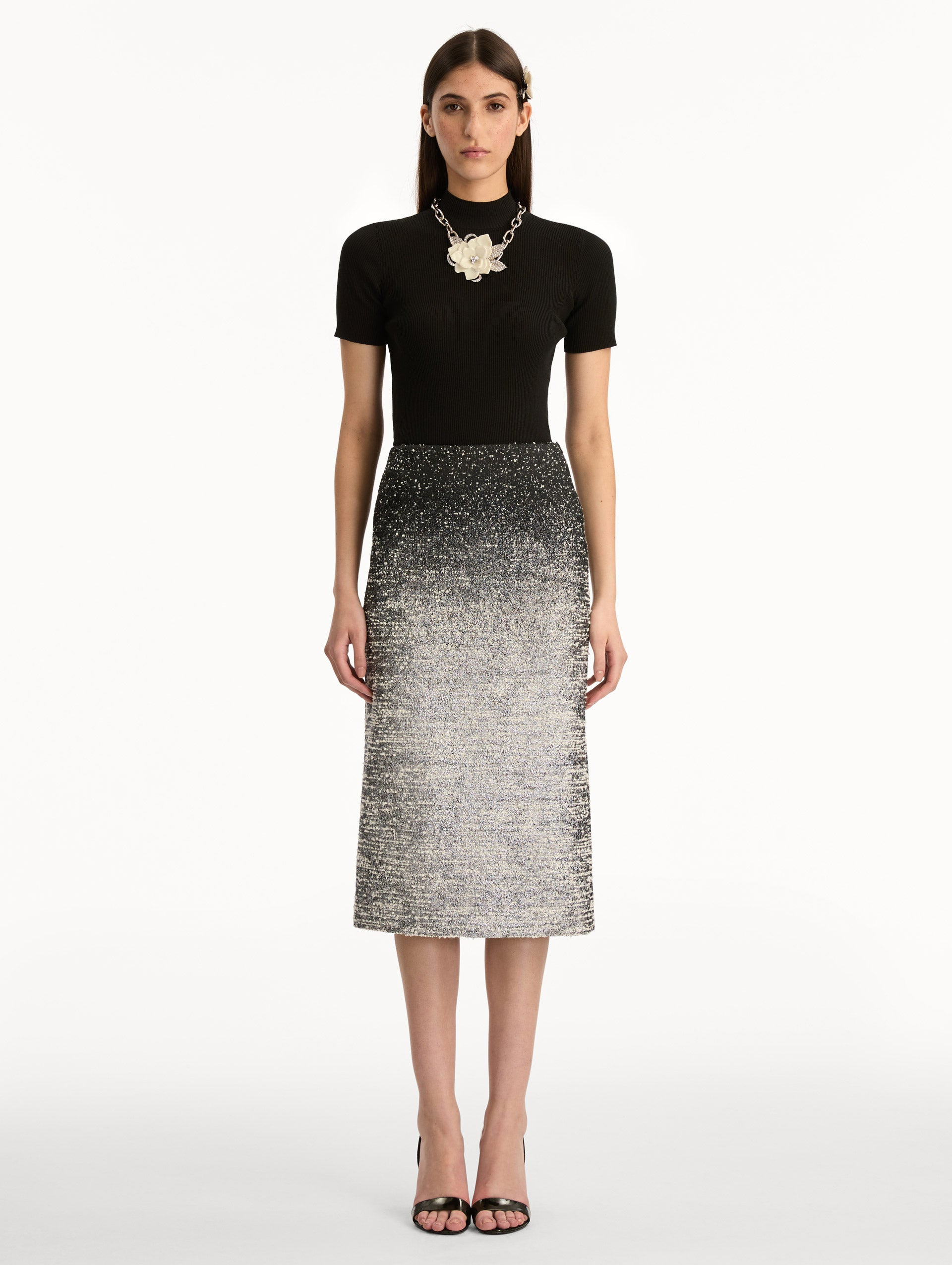OMBRÉ LUREX BOUCLÉ JACQUARD SKIRT - 2