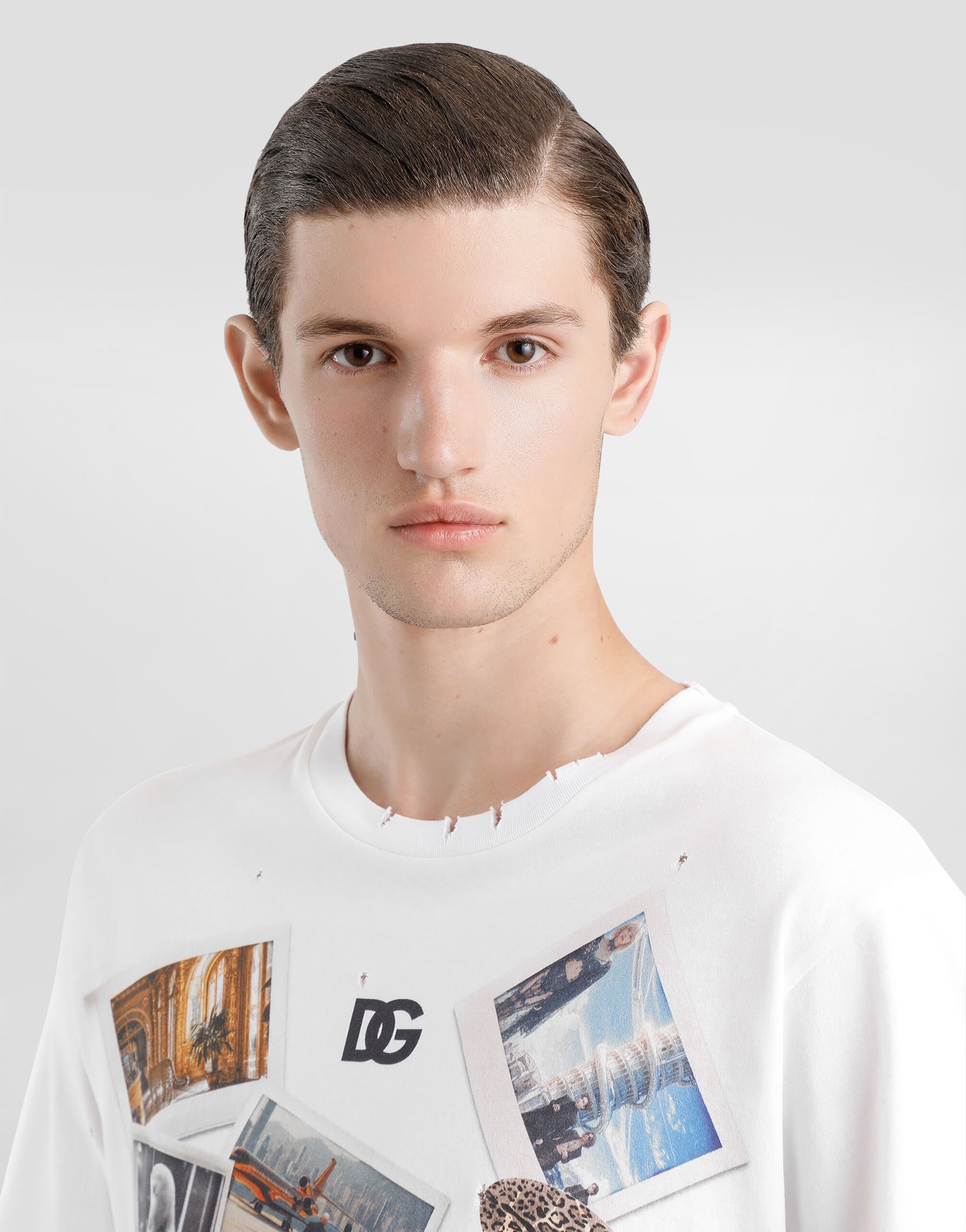 Cotton T-shirt with postcard print - 5