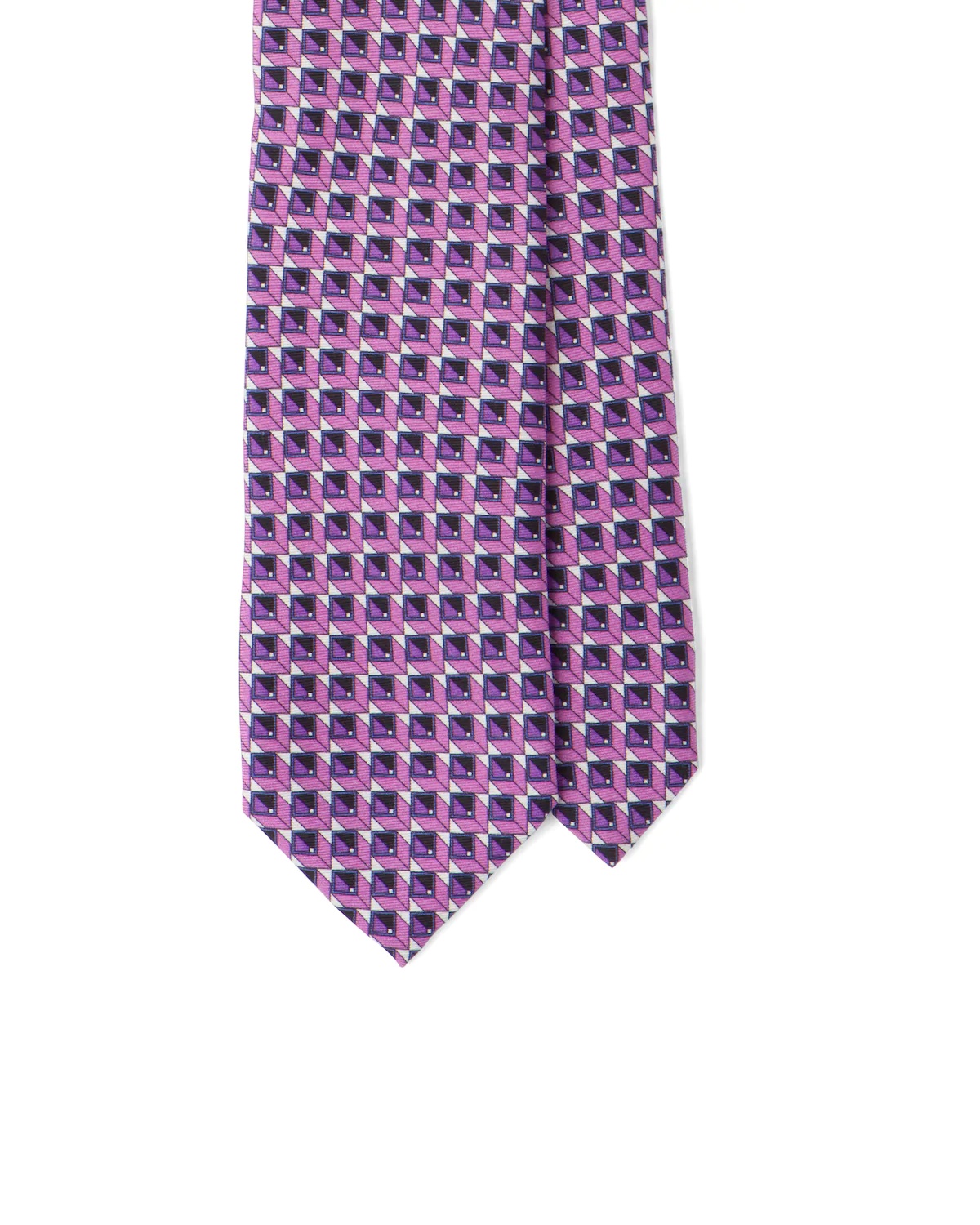 Micro-cube print silk twill tie - 1