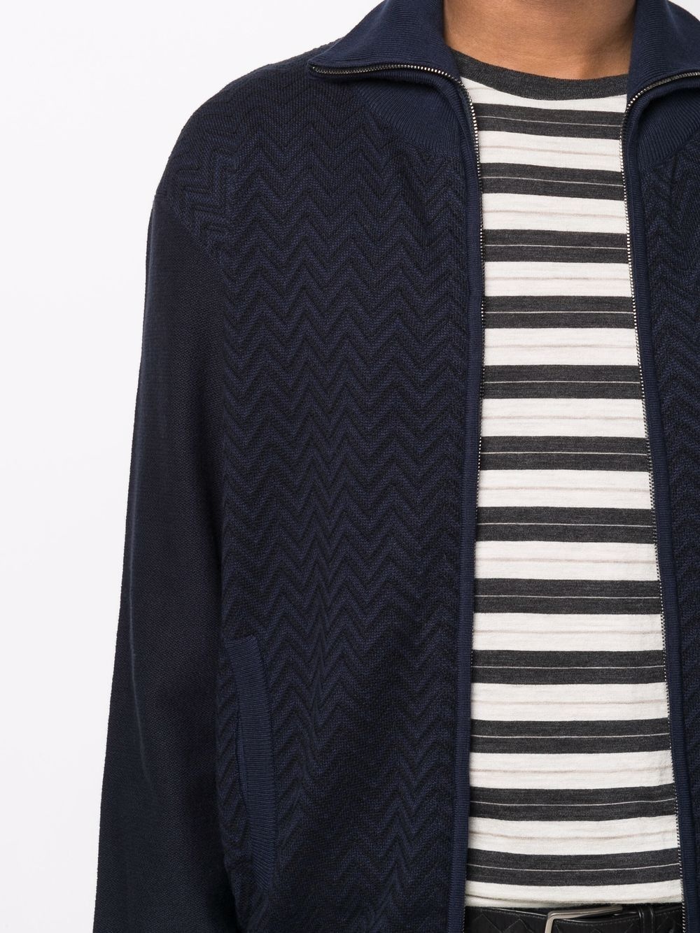 chevron-knit zip-up cardigan - 5