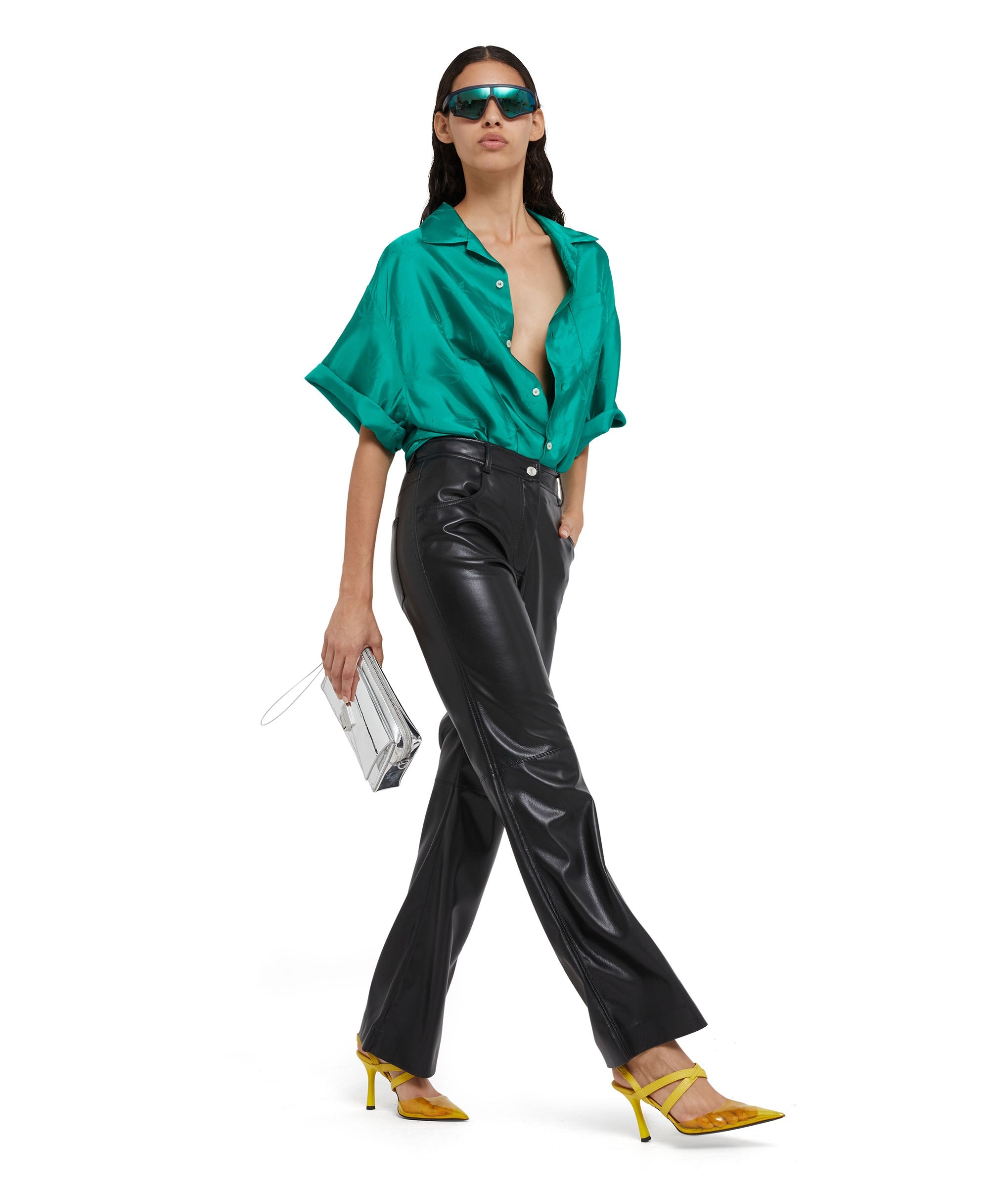 Straight leg trousers in eco leather - 5