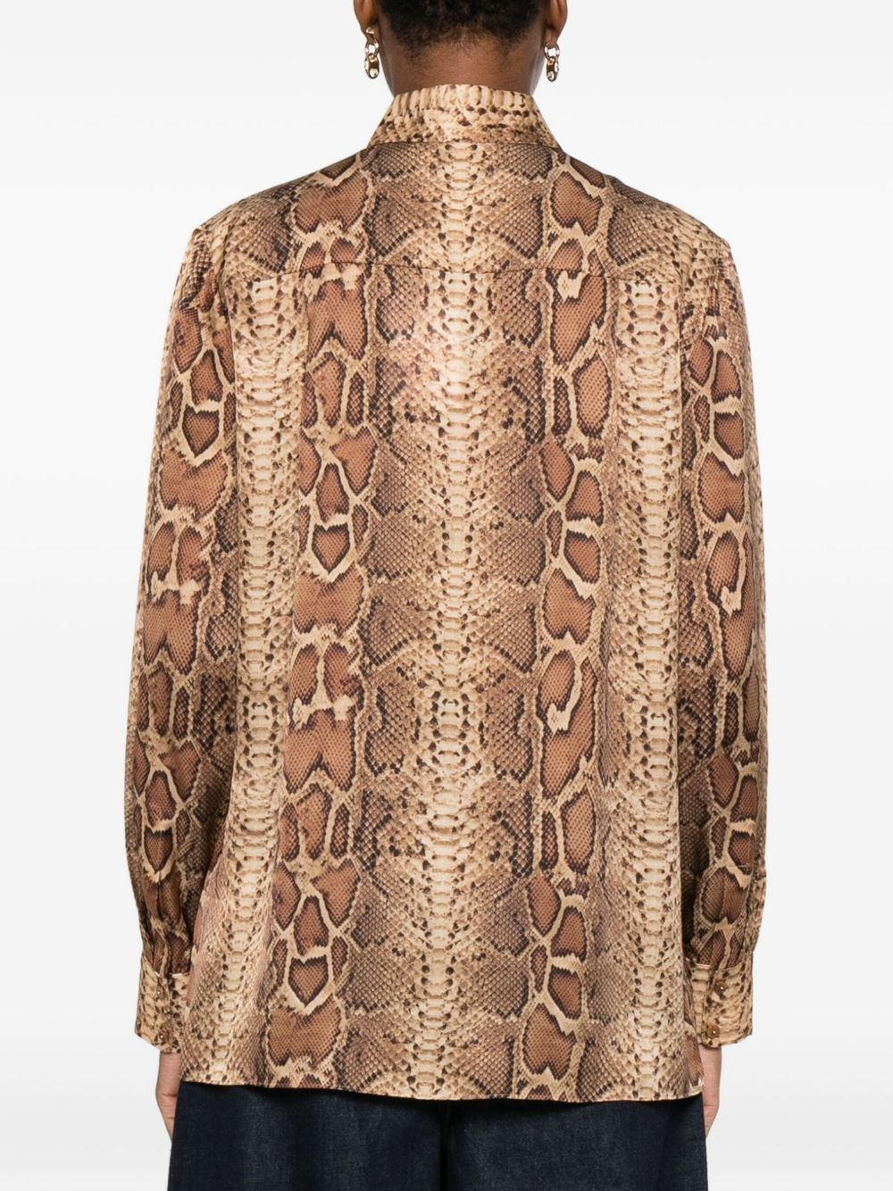snakeskin-print long-sleeve shirt - 4