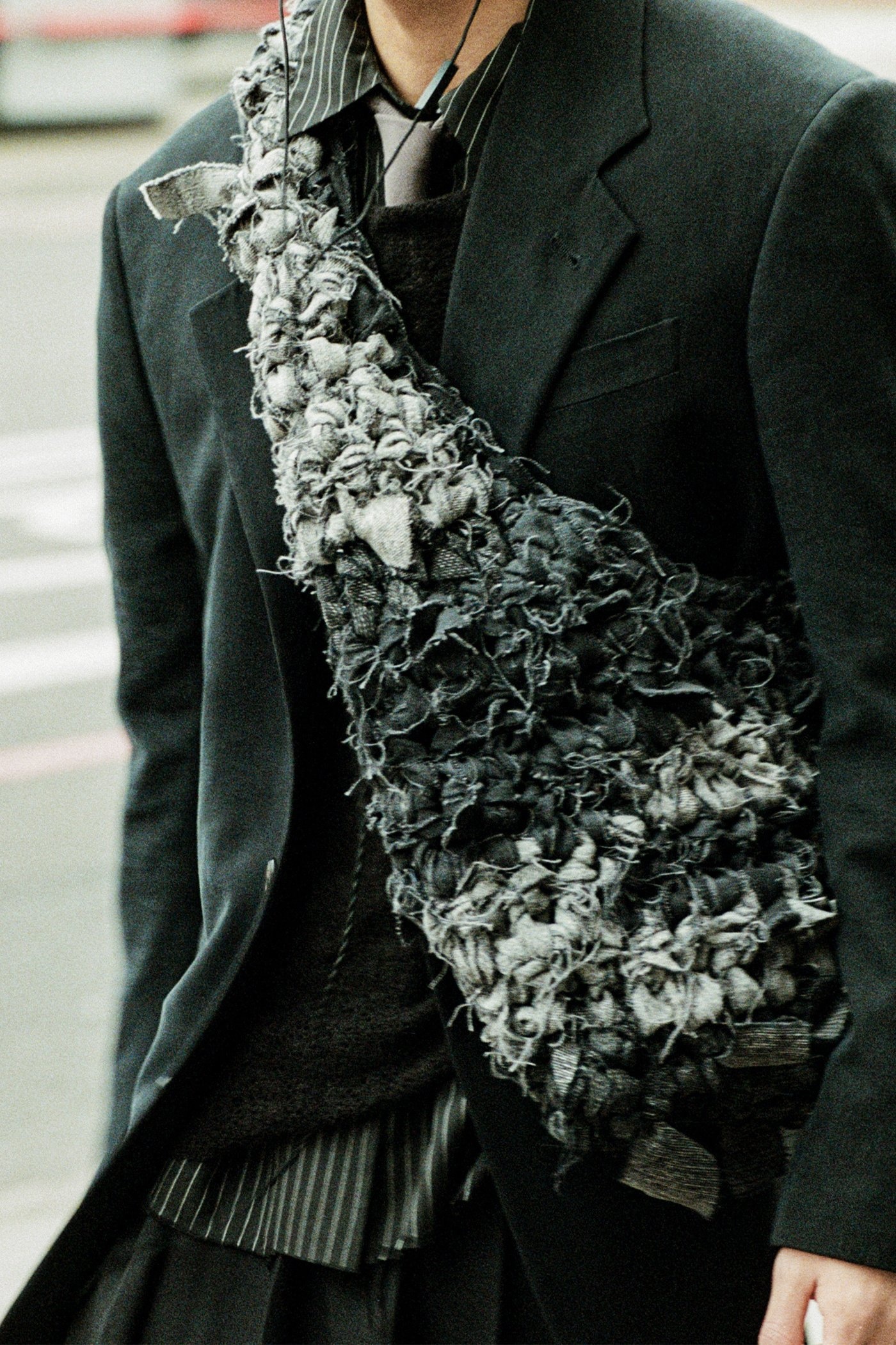 Crochet Crossbody Bag Overdyed Black Chain Twill - 2