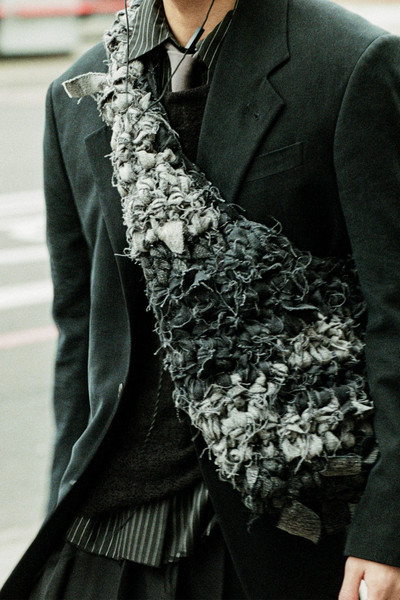Our Legacy Crochet Crossbody Bag Overdyed Black Chain Twill outlook