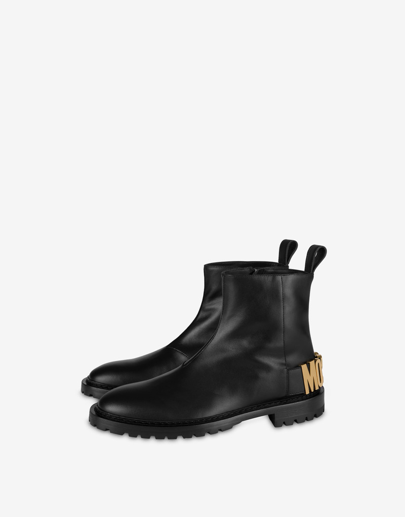 LETTERING LOGO CALFSKIN ANKLE BOOTS 1