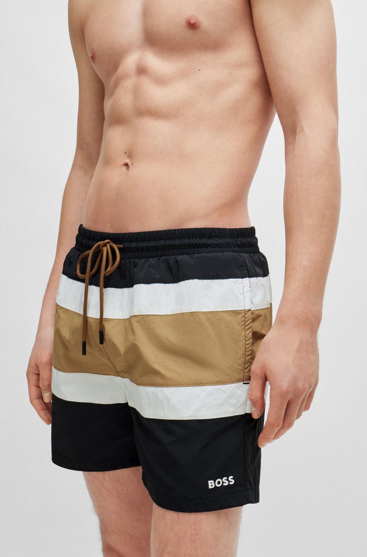 QUICK-DRY SWIM SHORTS WITH BLOCK STRIPES - 3