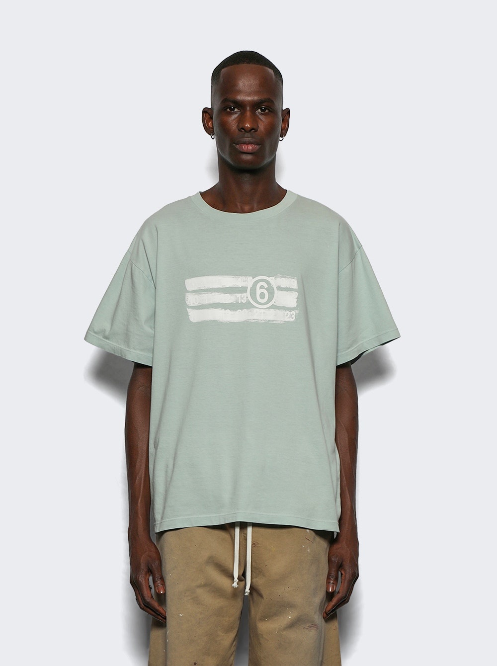 MM6 Maison Margiela Logo Tee Blue Grey | thewebster | REVERSIBLE