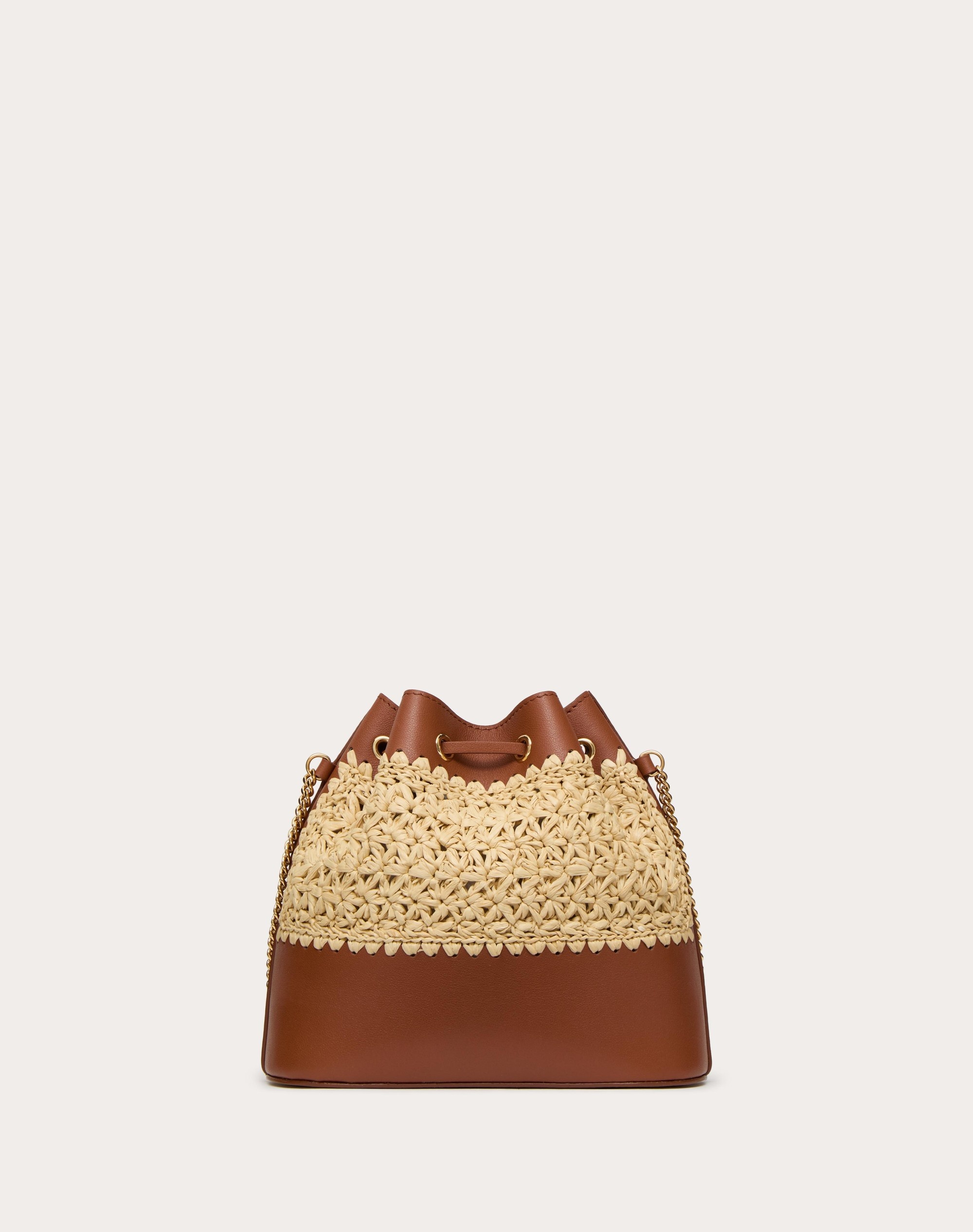 MINI RAFFIA BUCKET BAG WITH VLOGO SIGNATURE CHAIN - 4