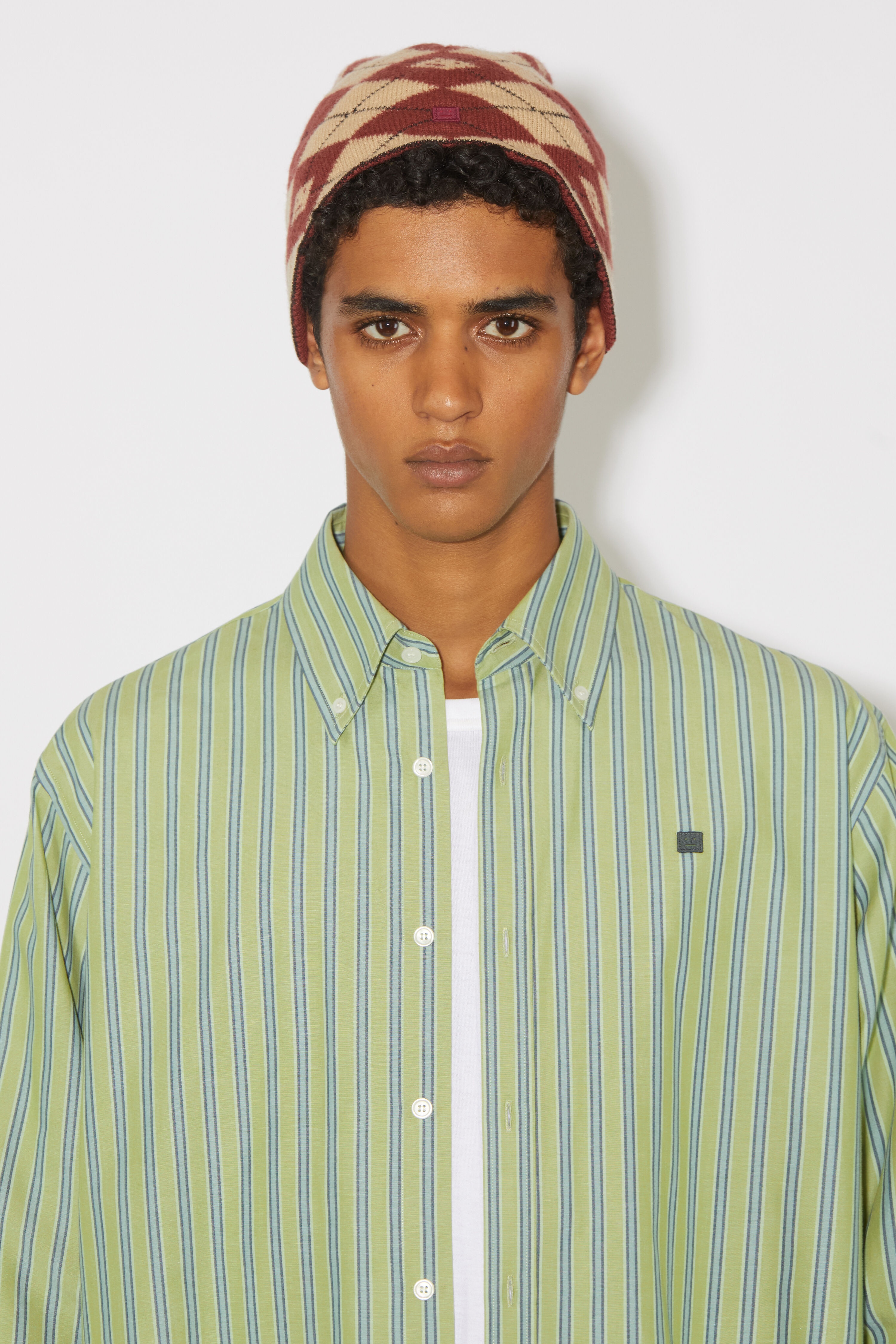 Stipe button-up shirt - Bright Green/Dark Green - 5