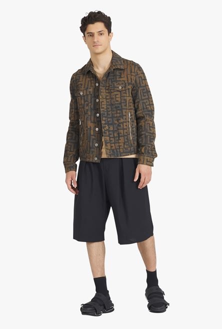 Black and taupe denim jacket with Balmain monogram - 2