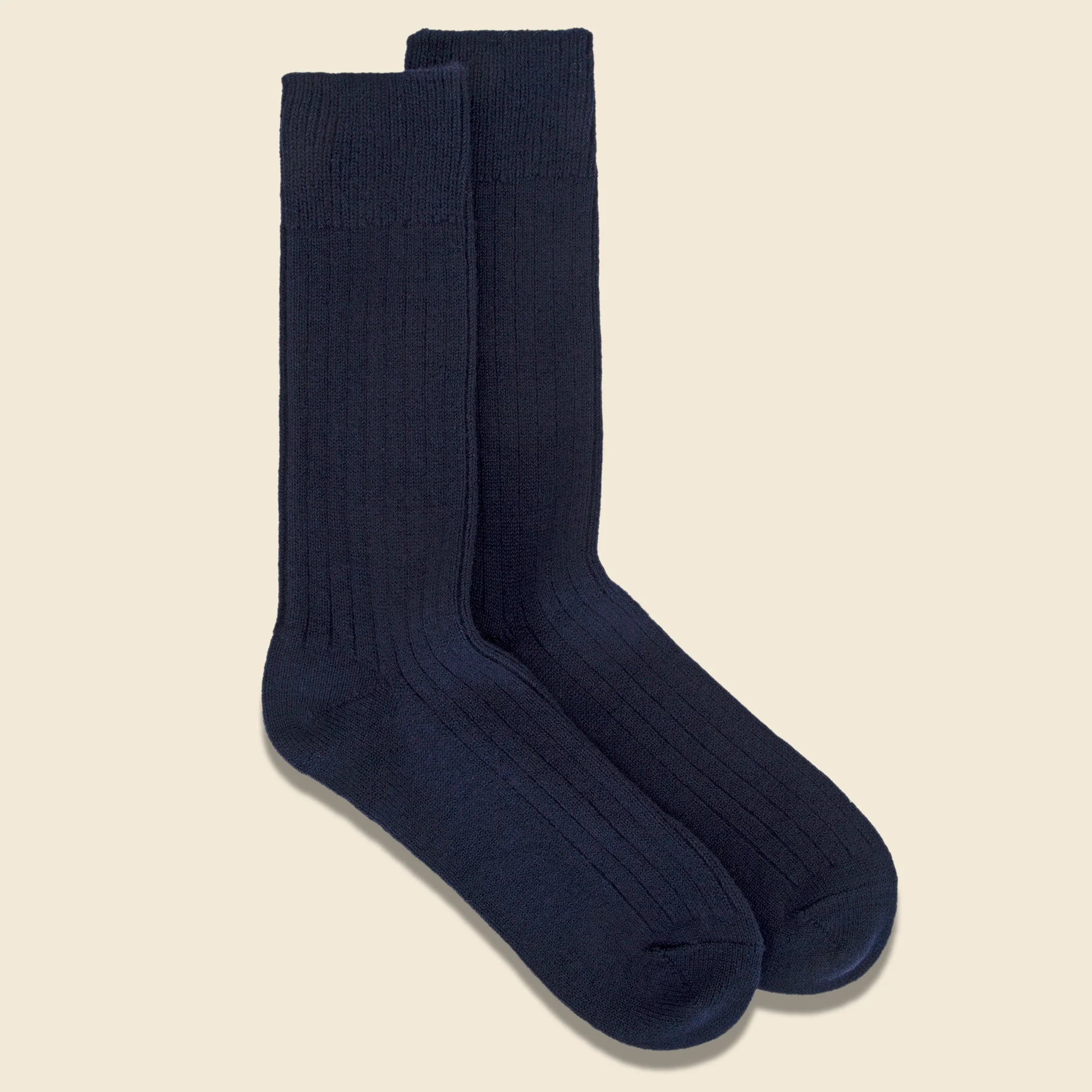 Cotton Wool Rib Sock - Navy - 1