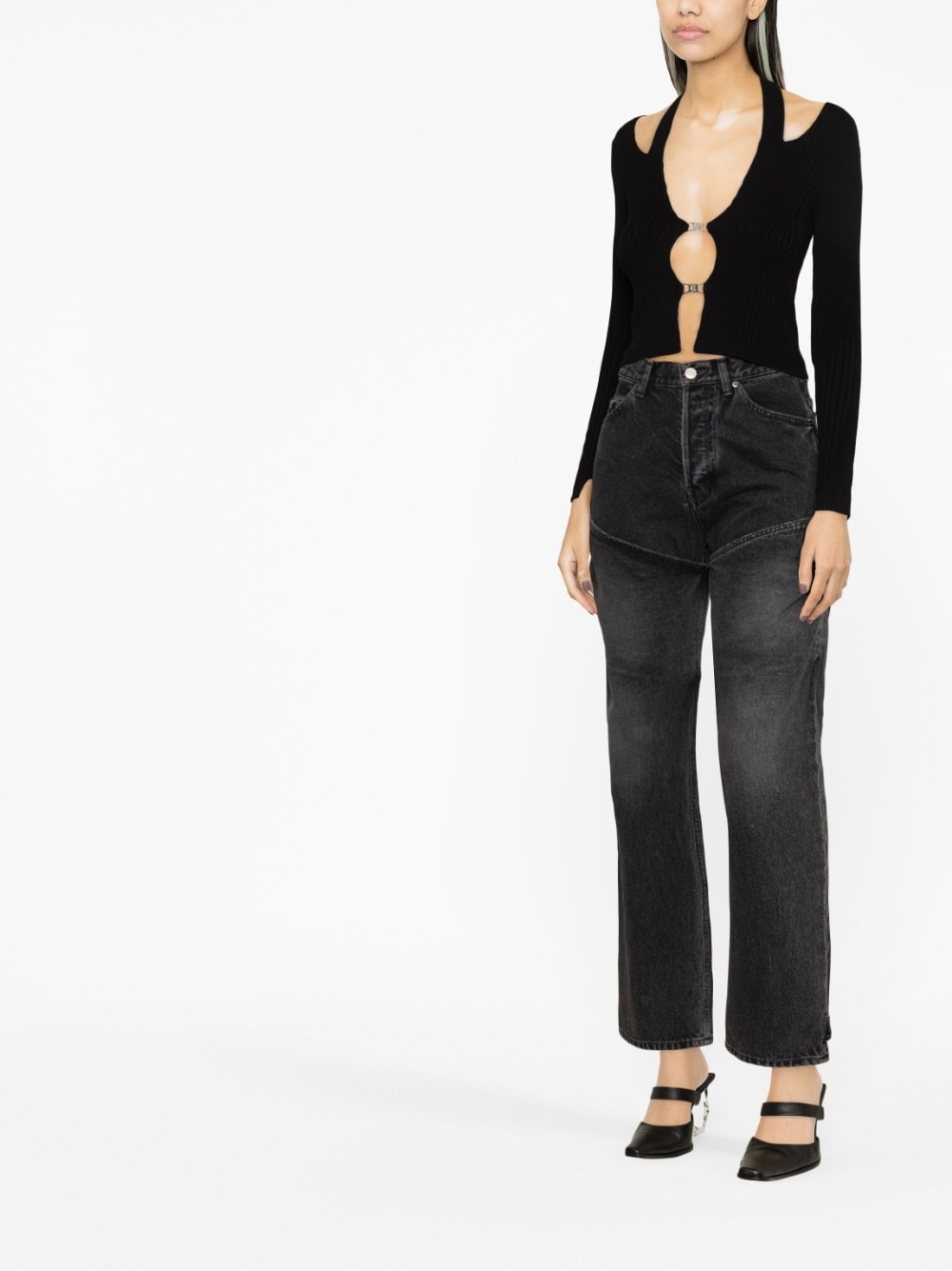 detailed straight-leg jeans - 4
