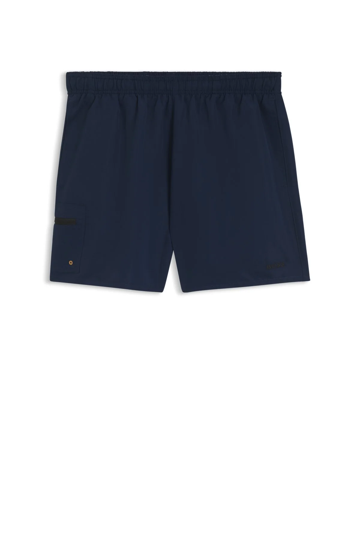 DRAWSTRING SWIM SHORTS WITH ZIPPERED CARGO POCKET - 1