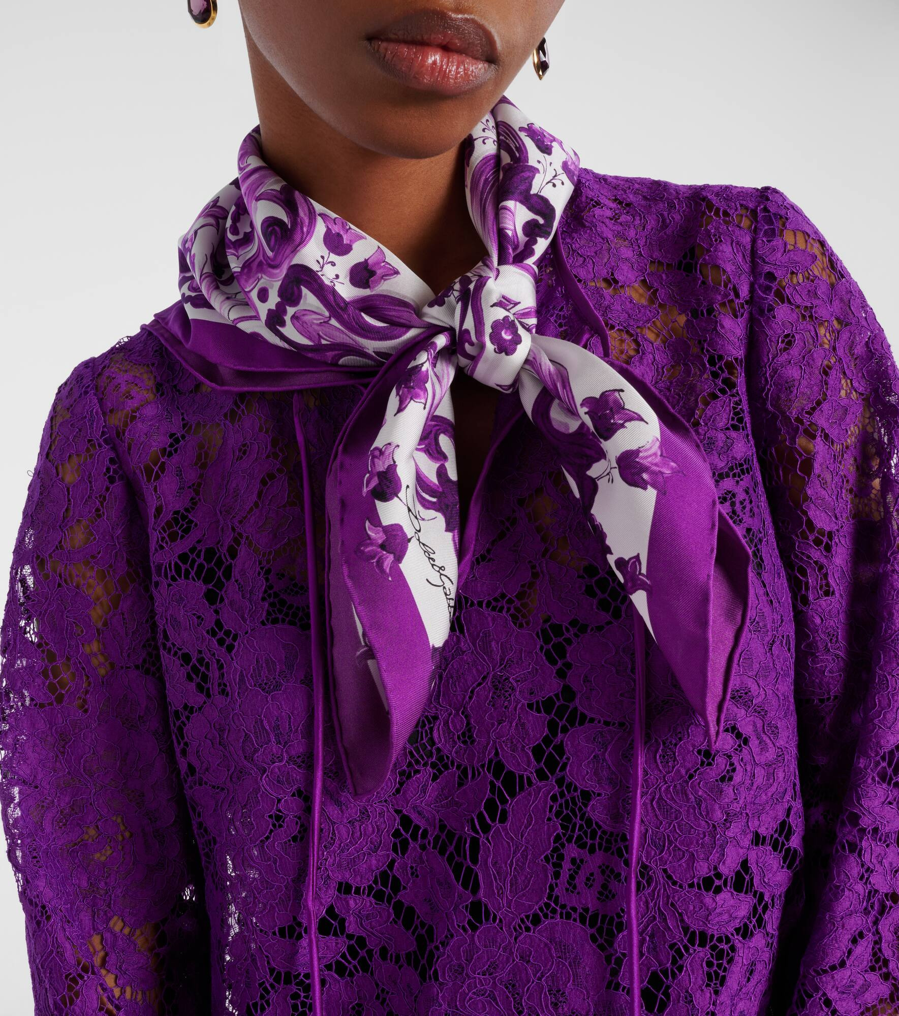 Majolica printed silk twill scarf - 2