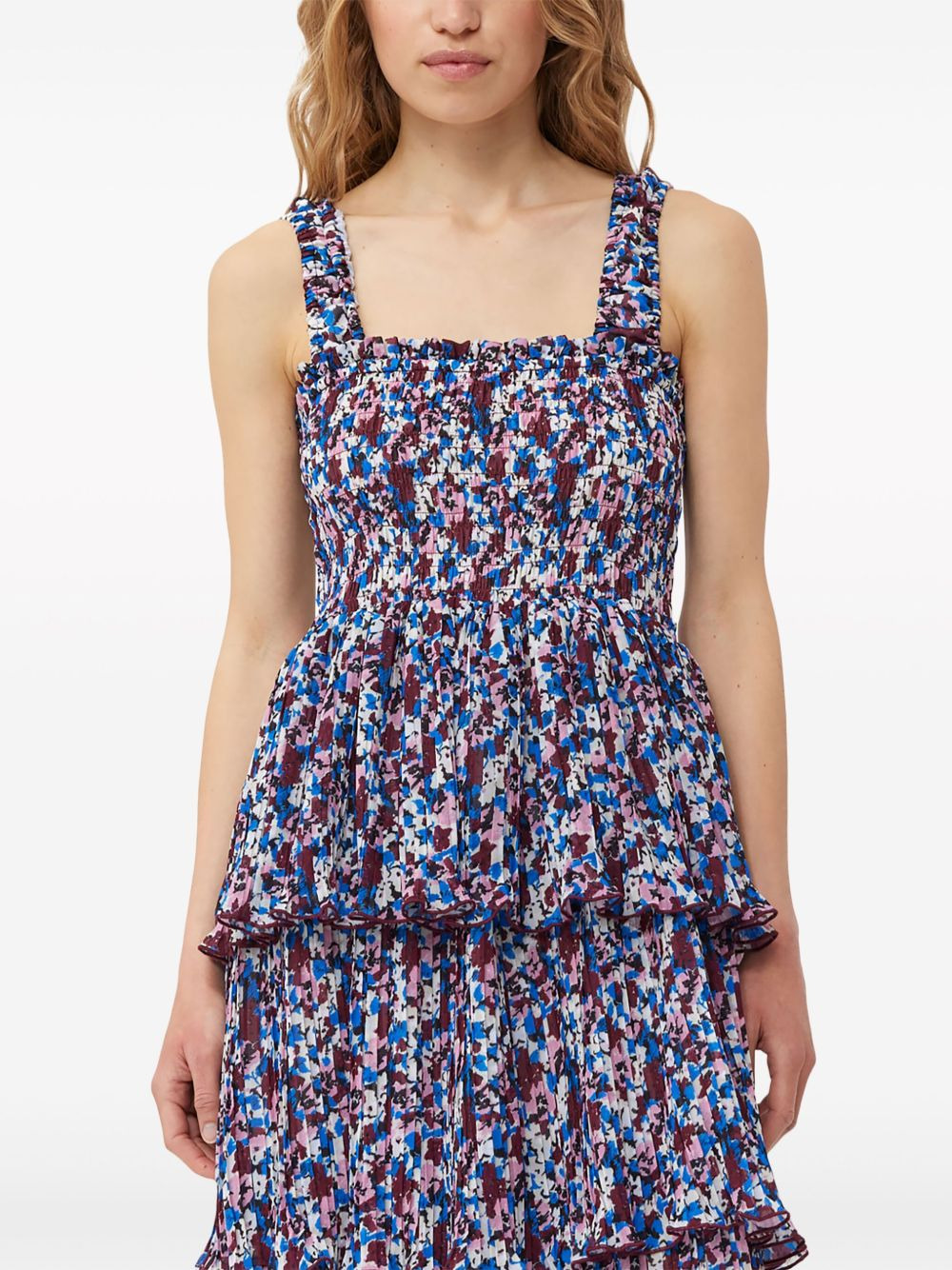 floral-print layered midi dress - 5