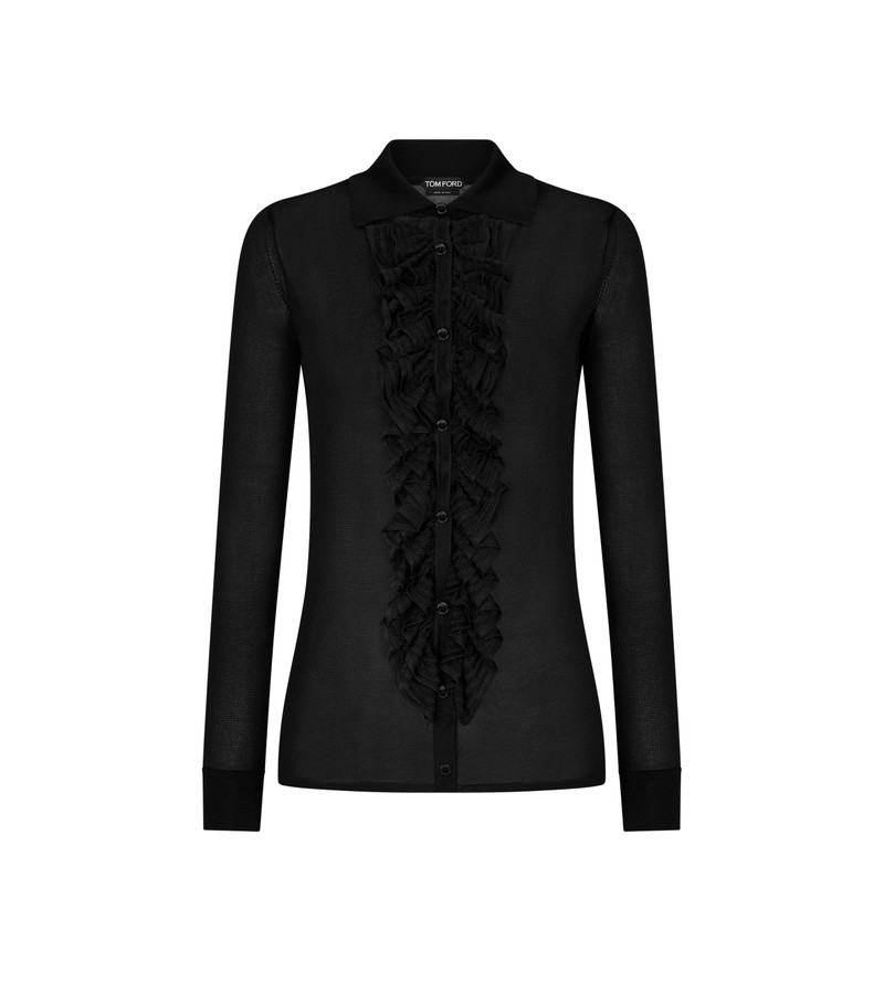 RUFFLE KNIT SHIRT - 1