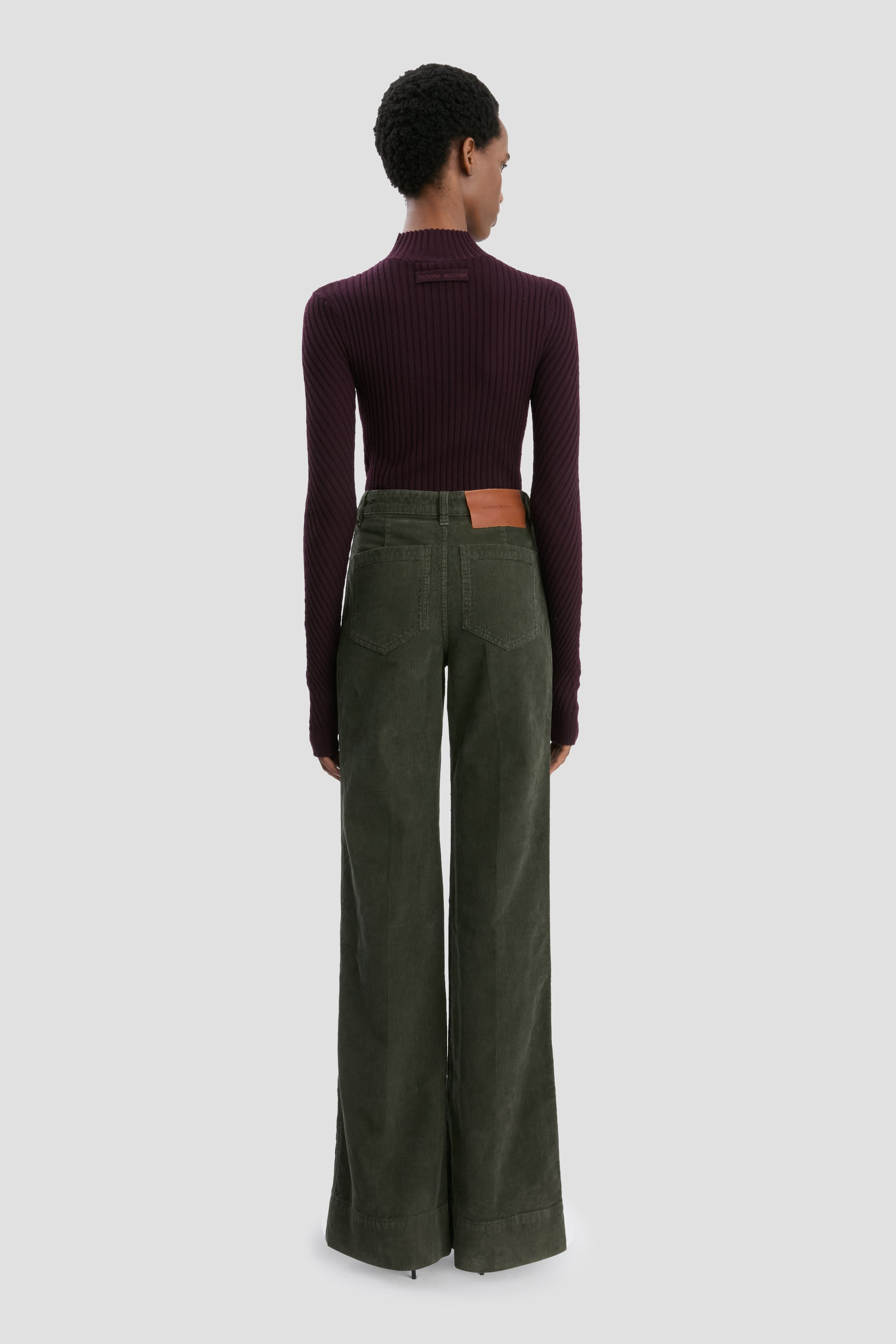 Alina High Waisted Corduroy Jean In Khaki - 5