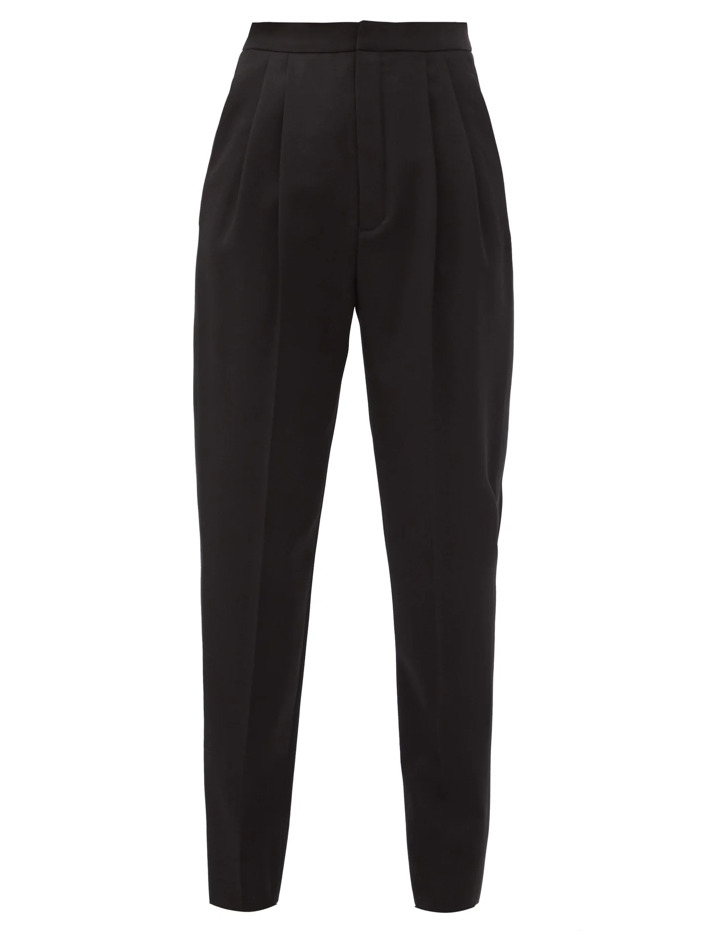 Pleated grain-de-poudre wool tuxedo trousers - 1