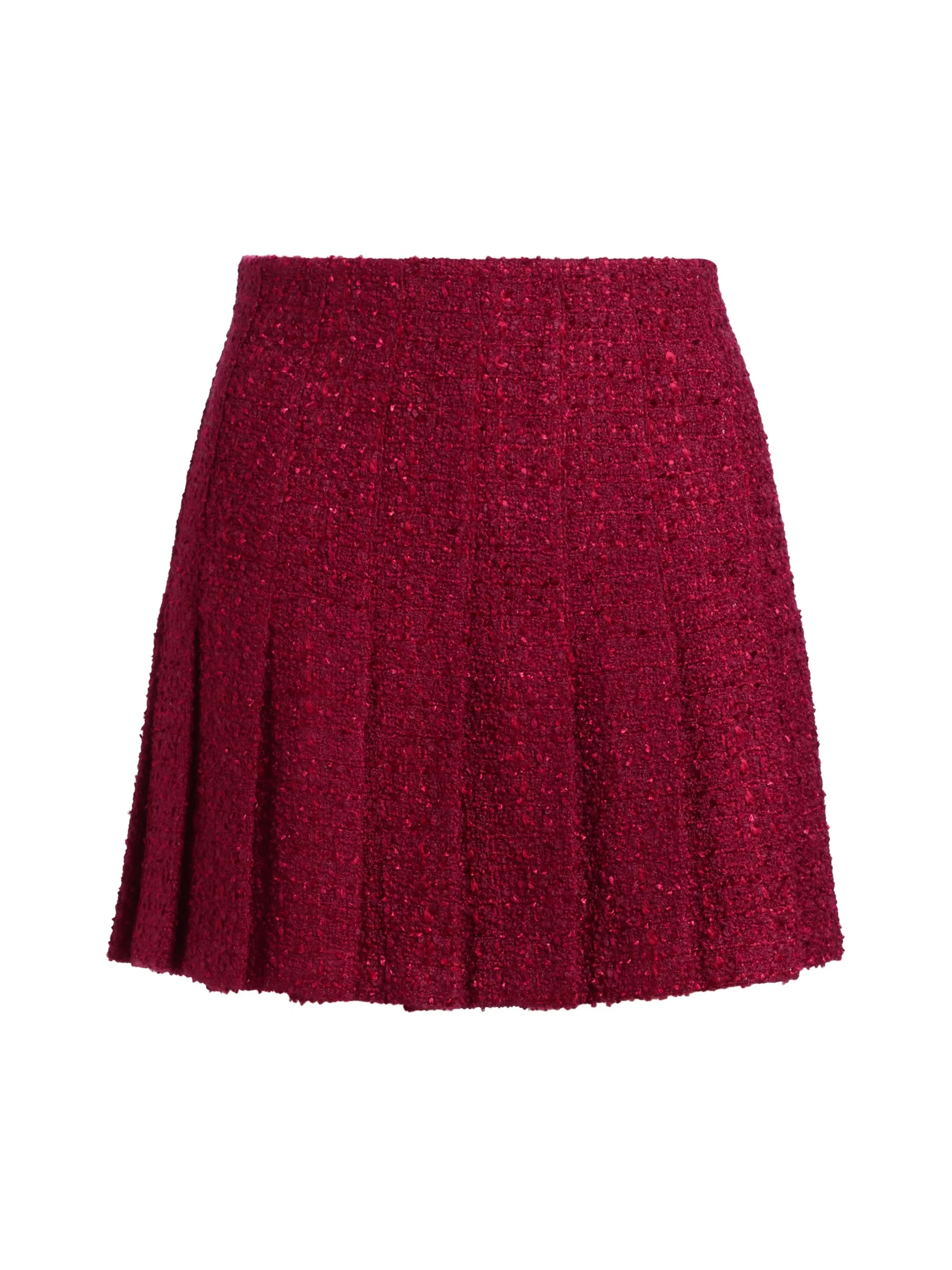 Women's Carter Stitch Wool-Blend Pleated Miniskirt - Oxblood - 1