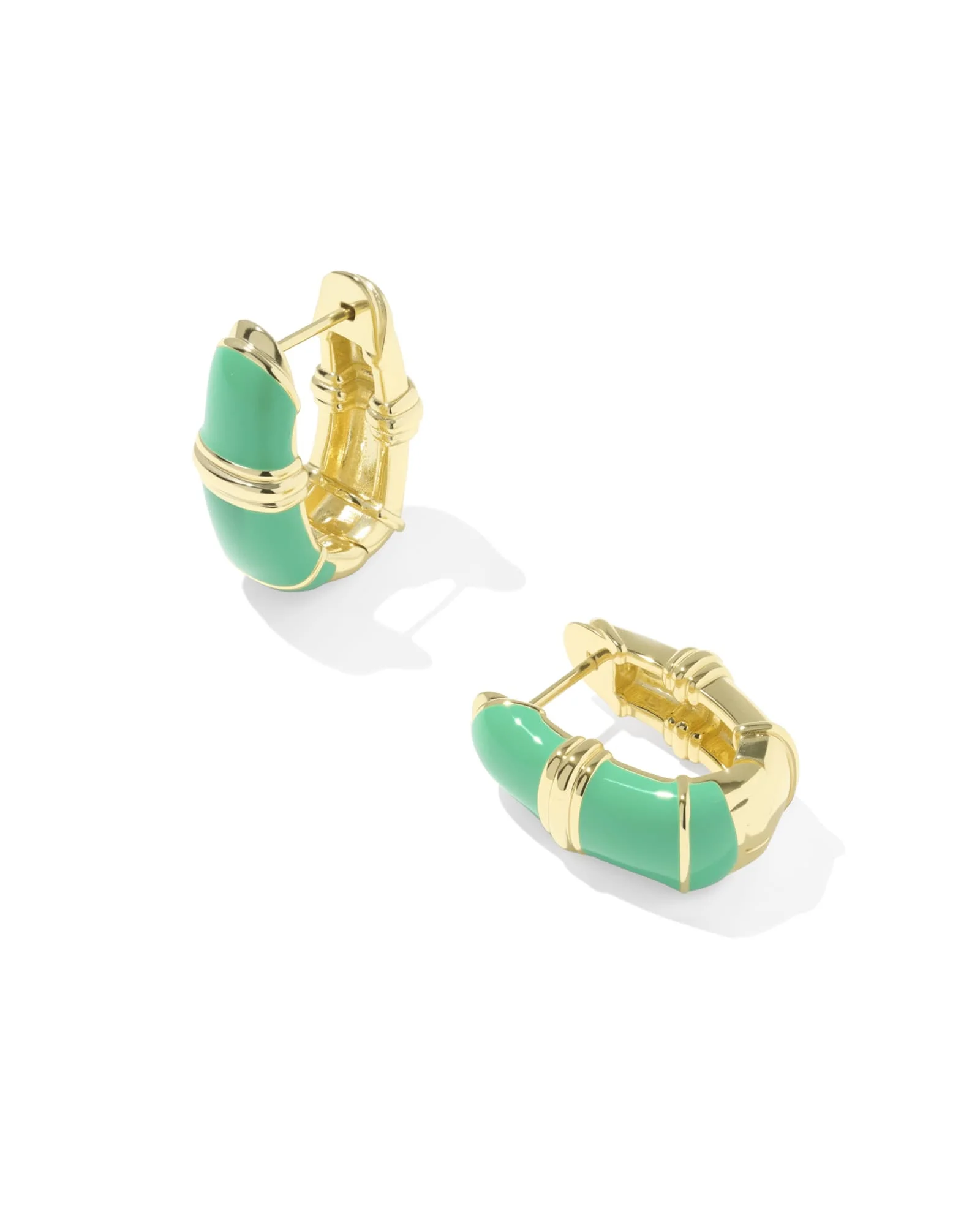 Courtney Gold Enamel Huggie Earrings - 1