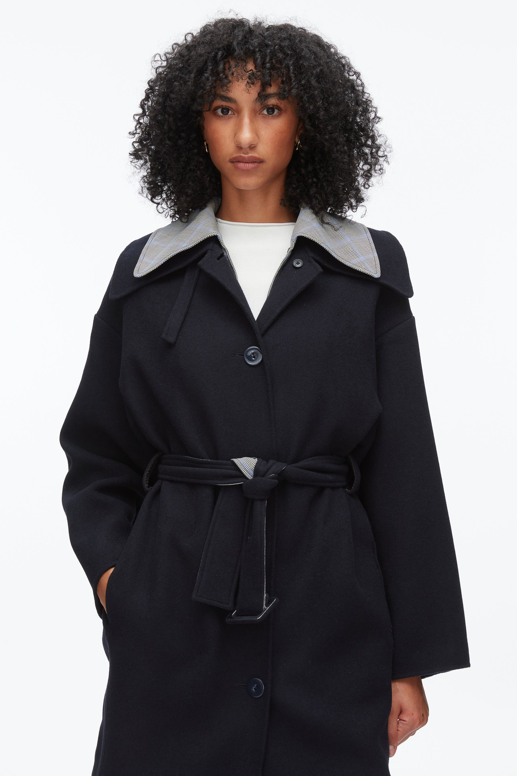 Double Face Wool Belted Coat - 5