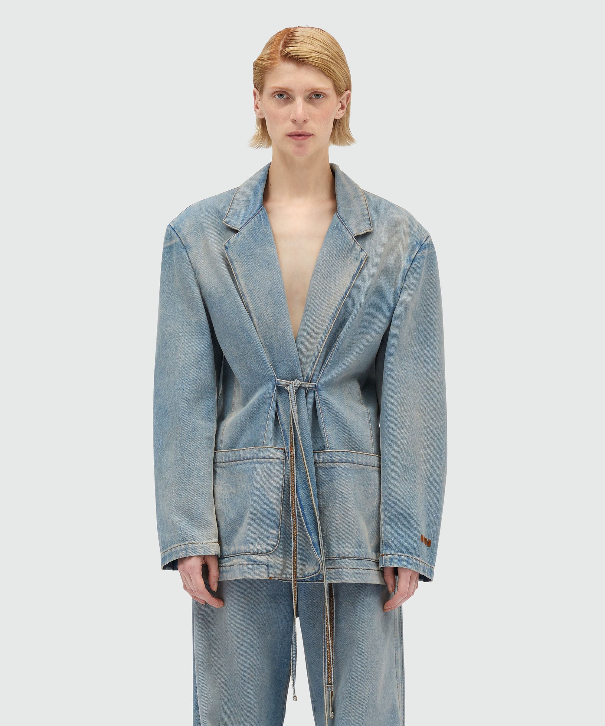 Faded denim jacket with shoulder pads - 2