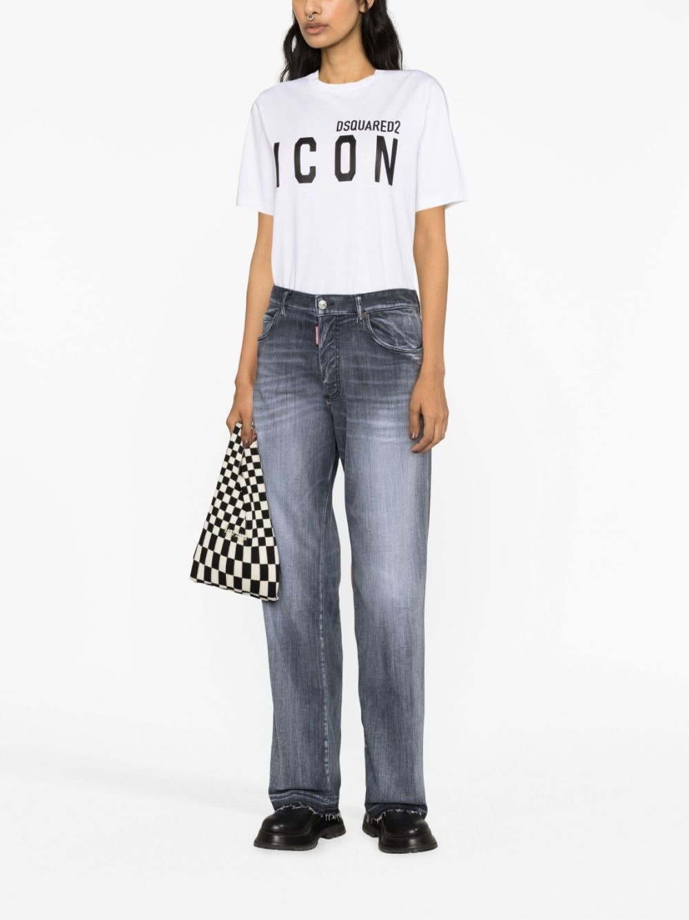 straight-leg stonewashed jeans - 2