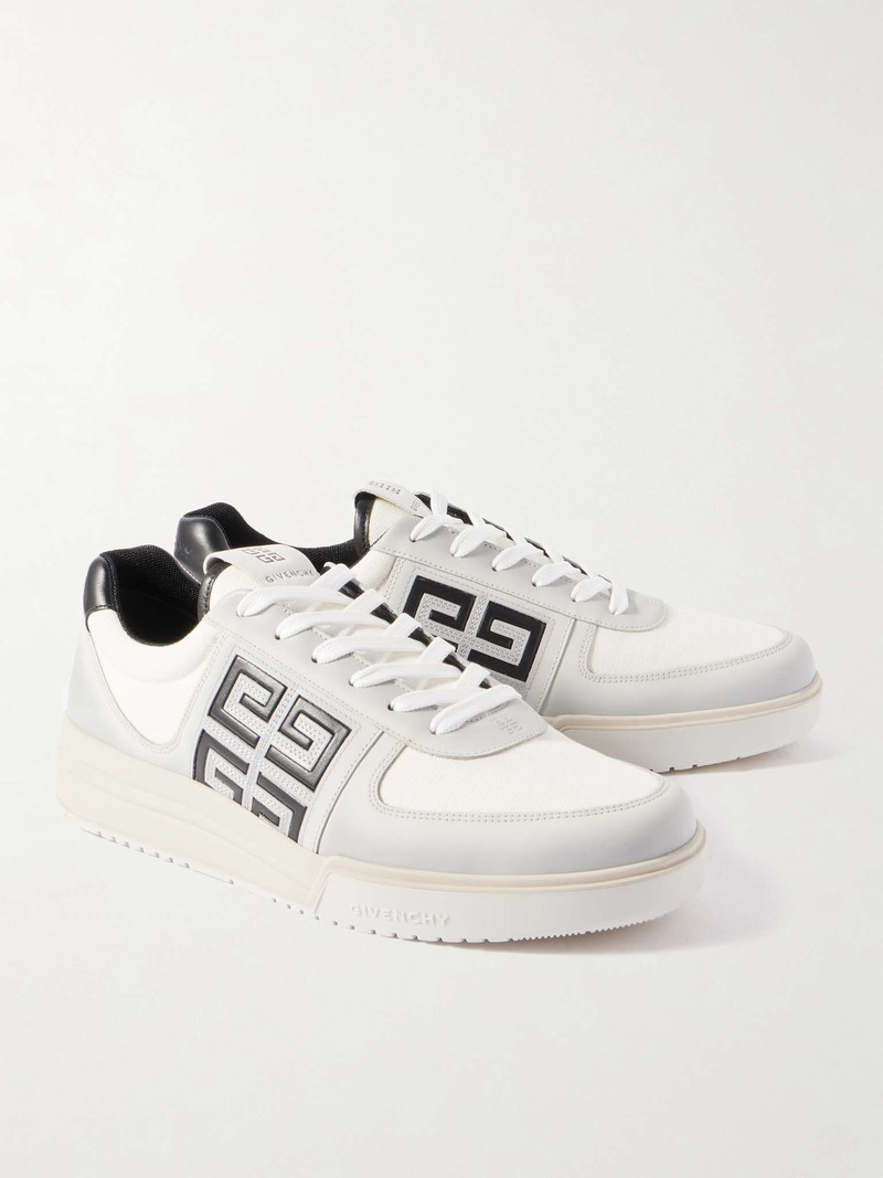 G4 Logo-Embossed Leather and Canvas Sneakers 4