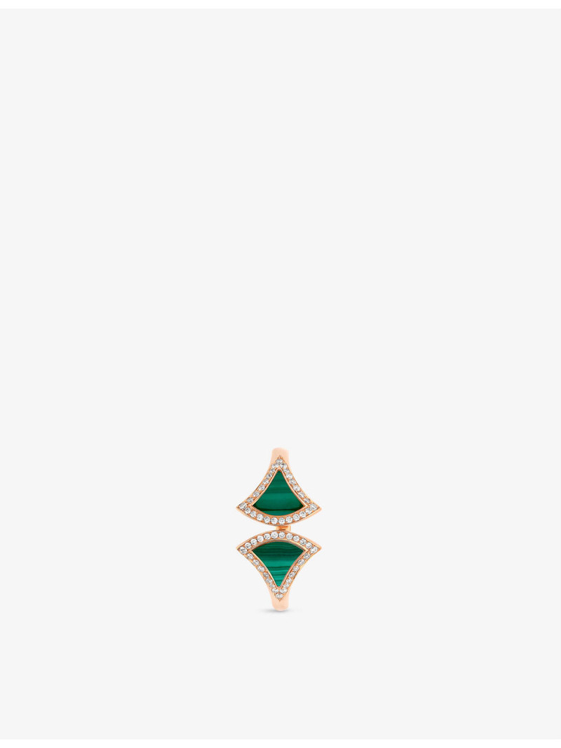 BVLGARI Divas' Dream 18ct rose gold, malachite, and 0.17ct round brilliant-cut diamond ring outlook