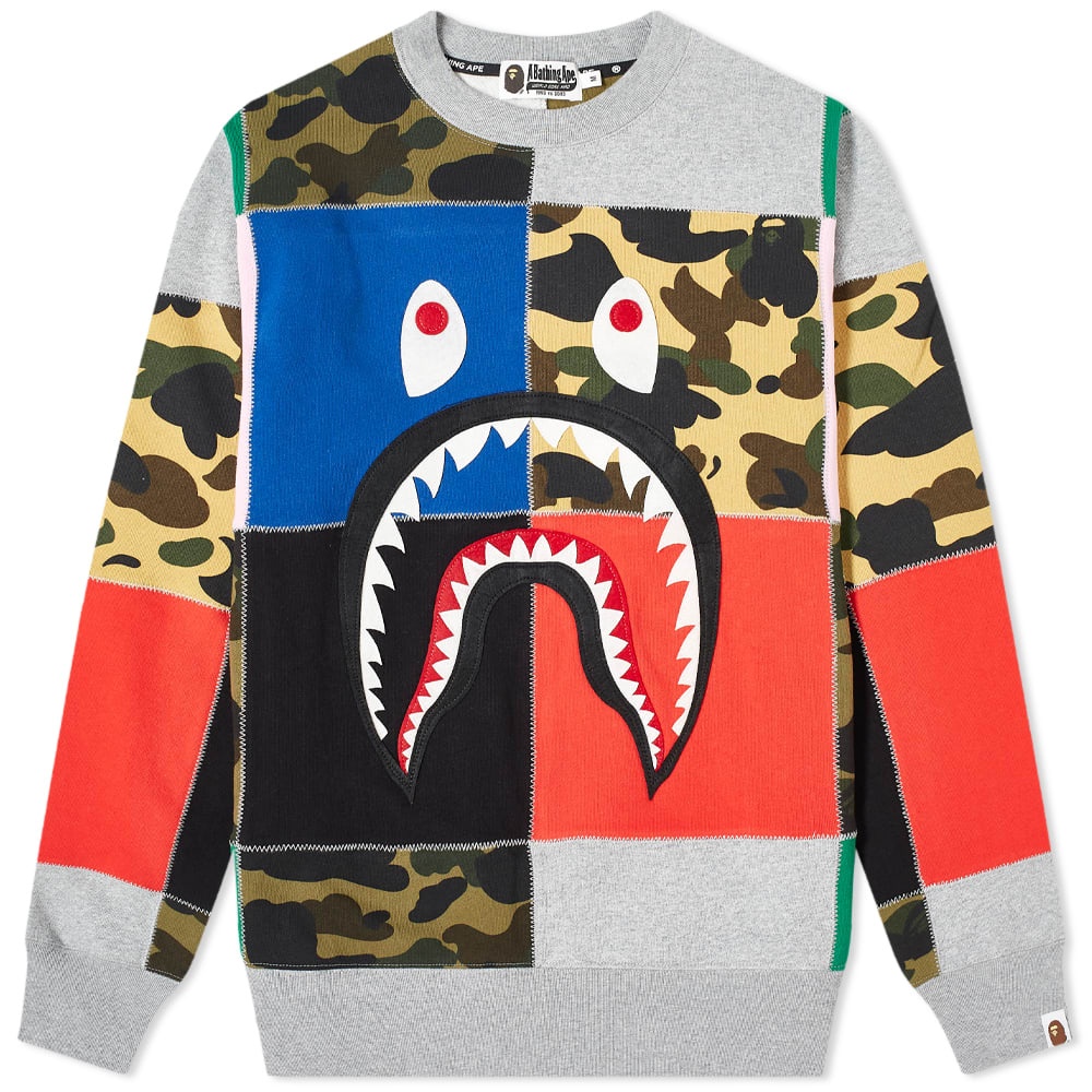 A Bathing Ape Patchwork Shark Wide Crew Sweat - 1