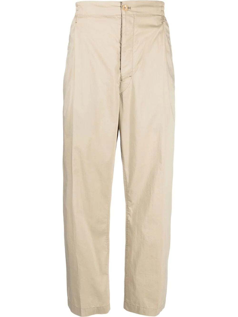 cotton-blend easy-pleated pants - 1