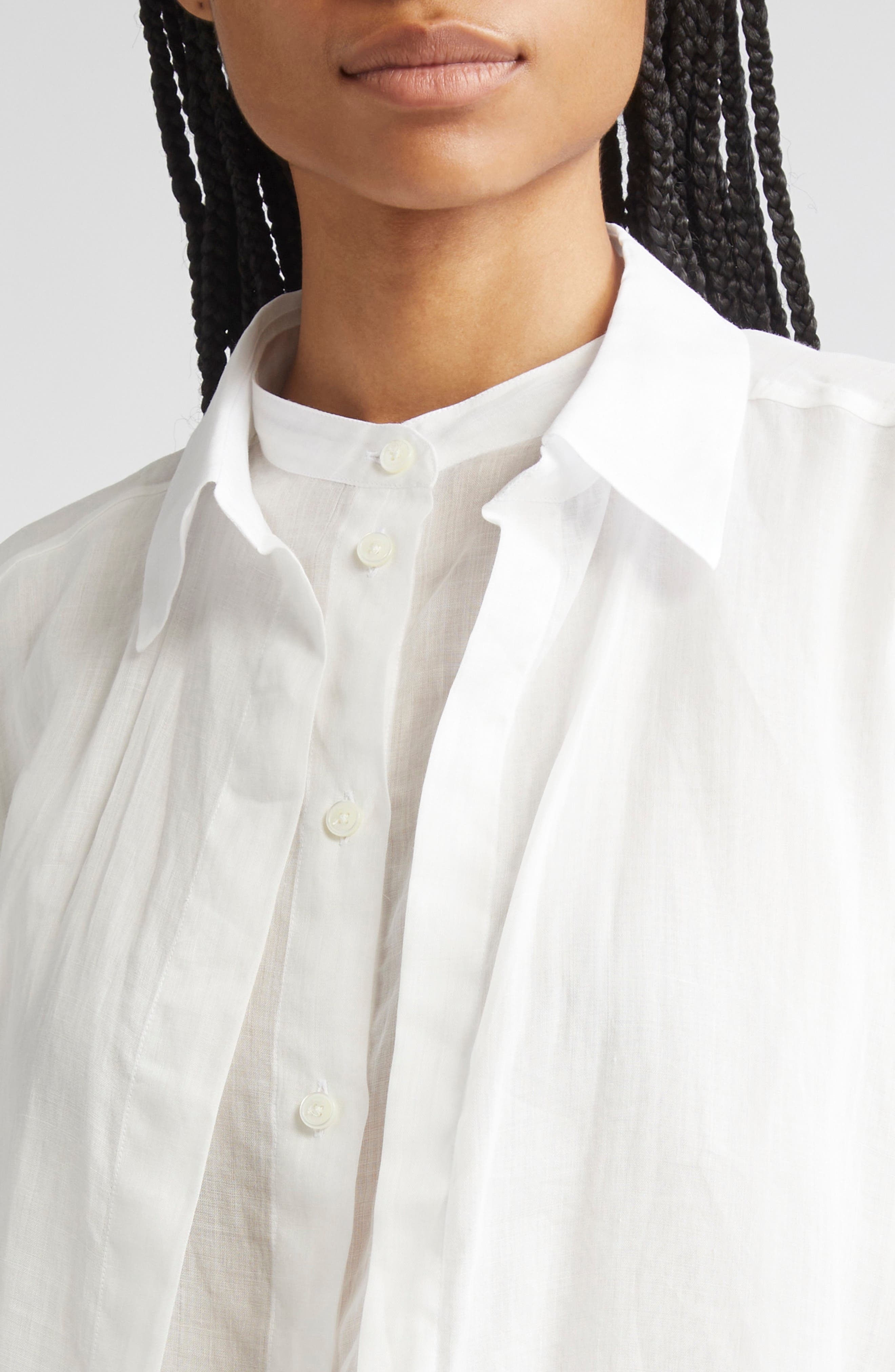 TOTEME Double Collar Button-Up Shirt in White at Nordstrom - 5