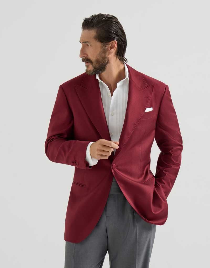 Silk diagonal tuxedo jacket with peak lapels 2