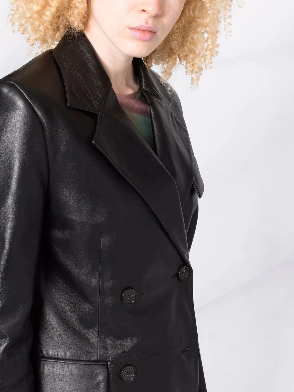 single-breasted leather blazer - 3