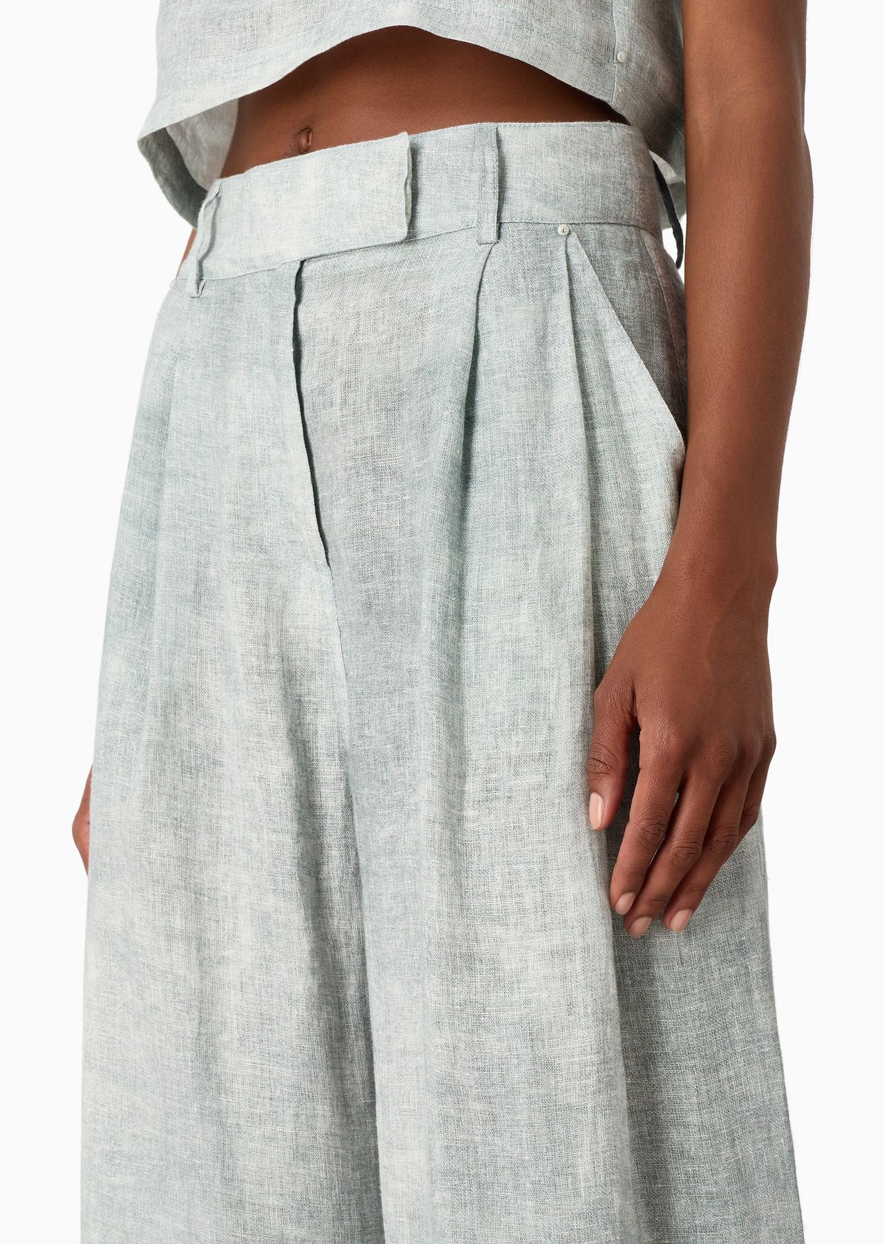 Denim-effect linen two-dart trousers - 5