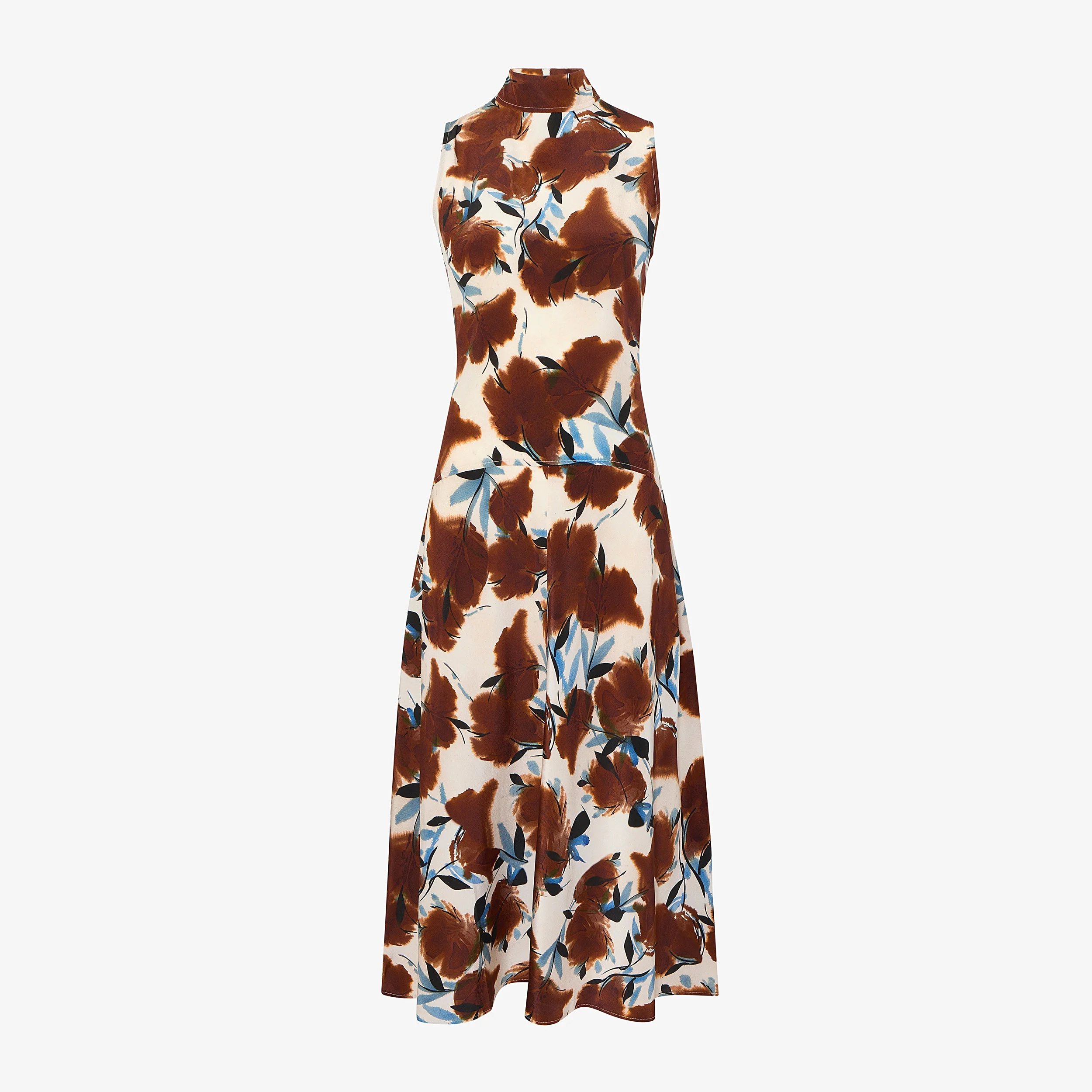 Martina Mockneck Dress - Printed Washable Silk - 1