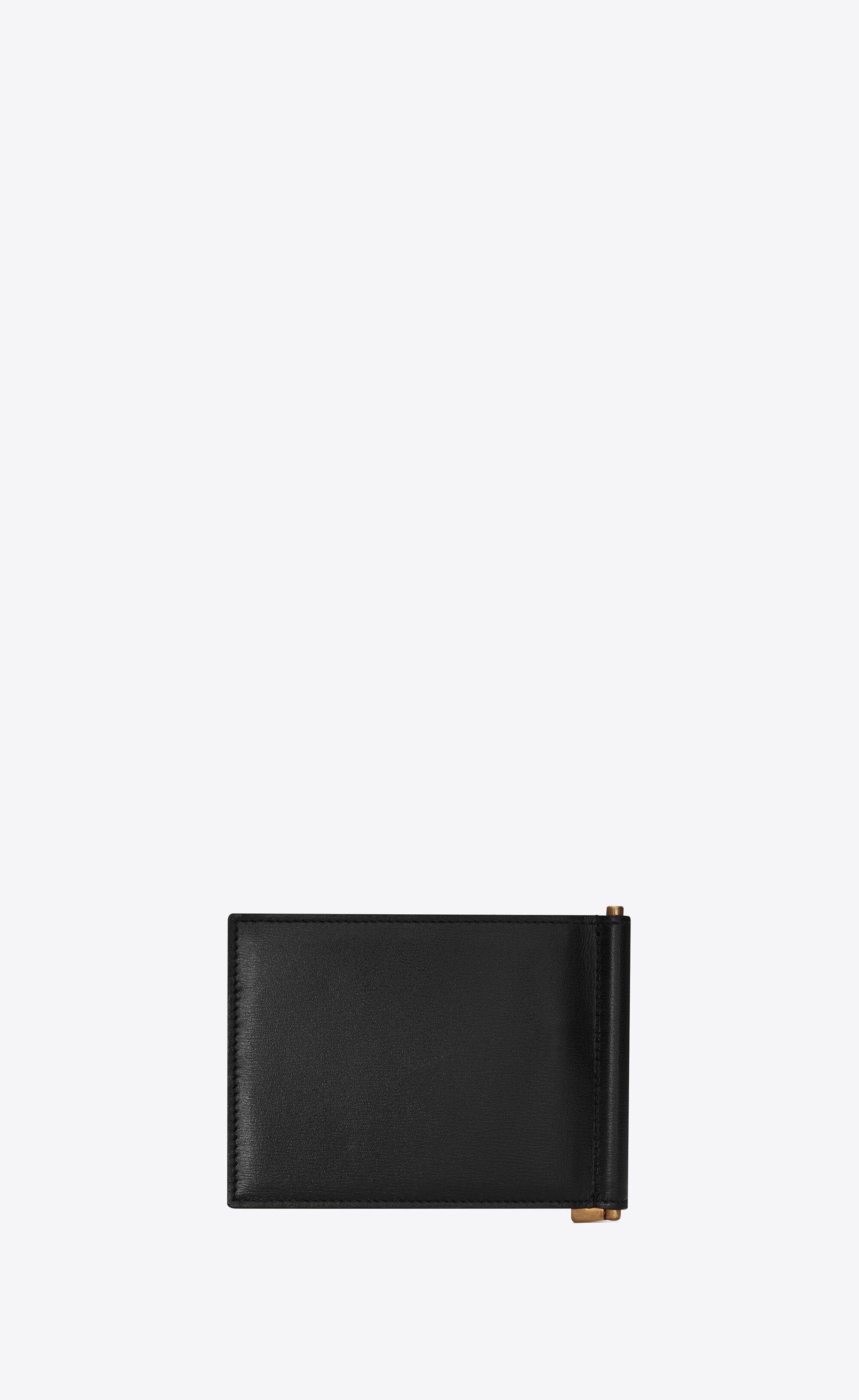 tiny monogram bill clip wallet in shiny leather - 2