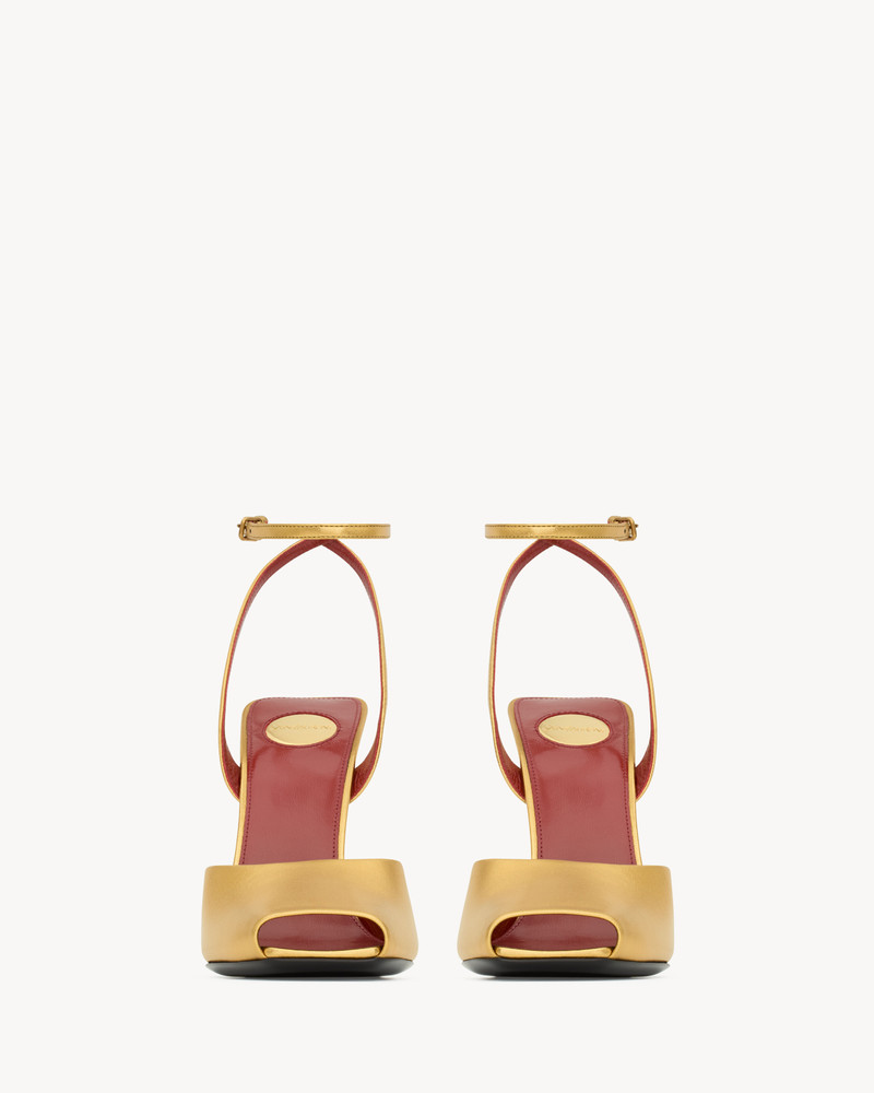 SAINT LAURENT LA SCANDALE SANDALS IN METALLIC LEATHER outlook