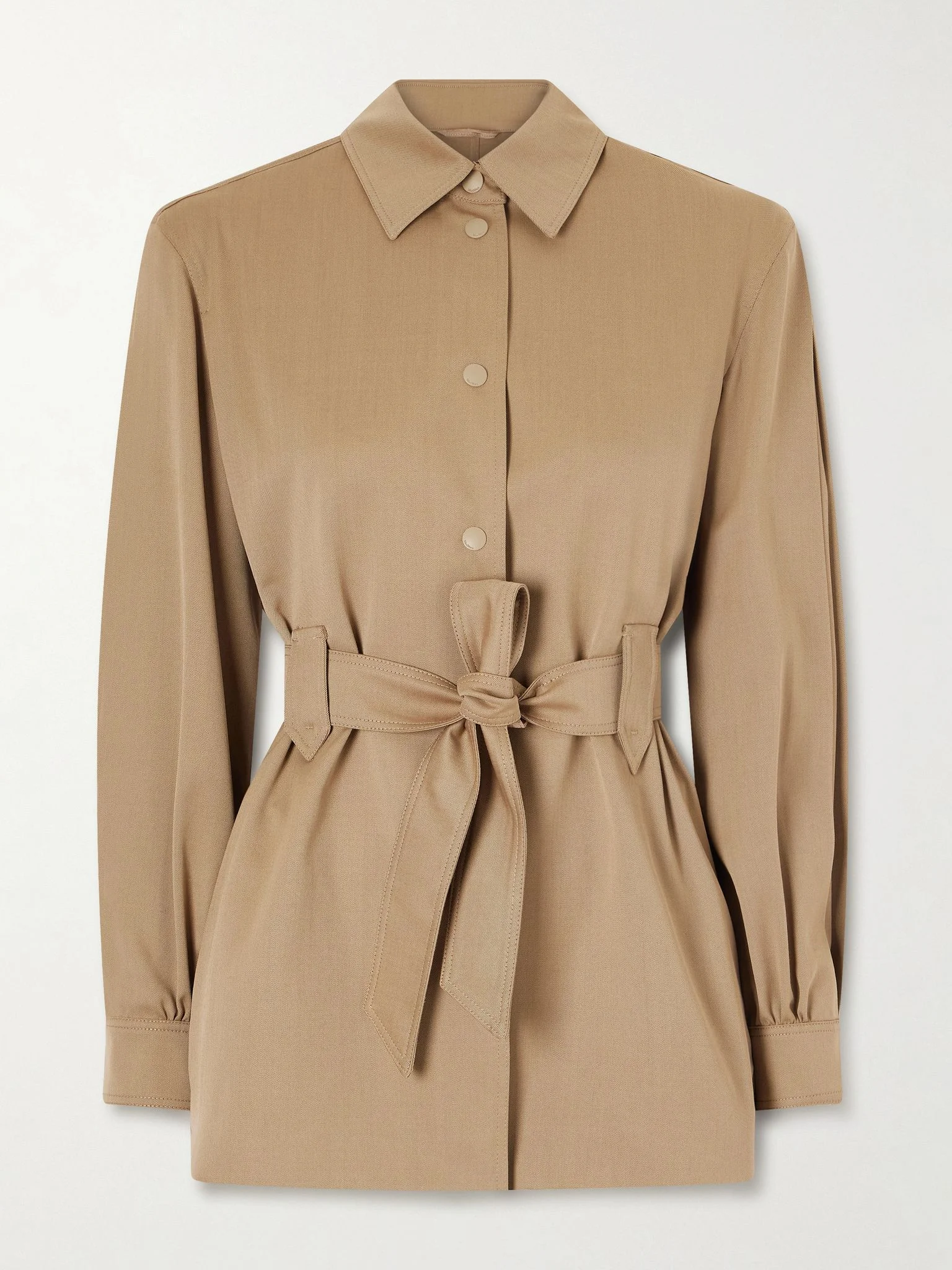Belted wool-twill jacket Light brown - 1
