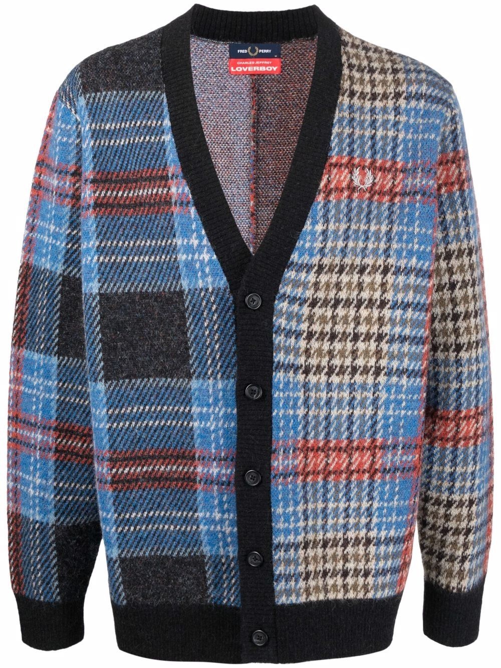 tartan-pattern v-neck cardigan - 1