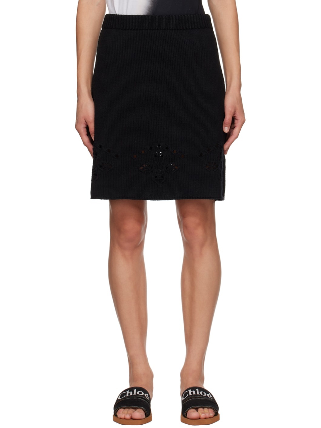 Black Rib Miniskirt - 1