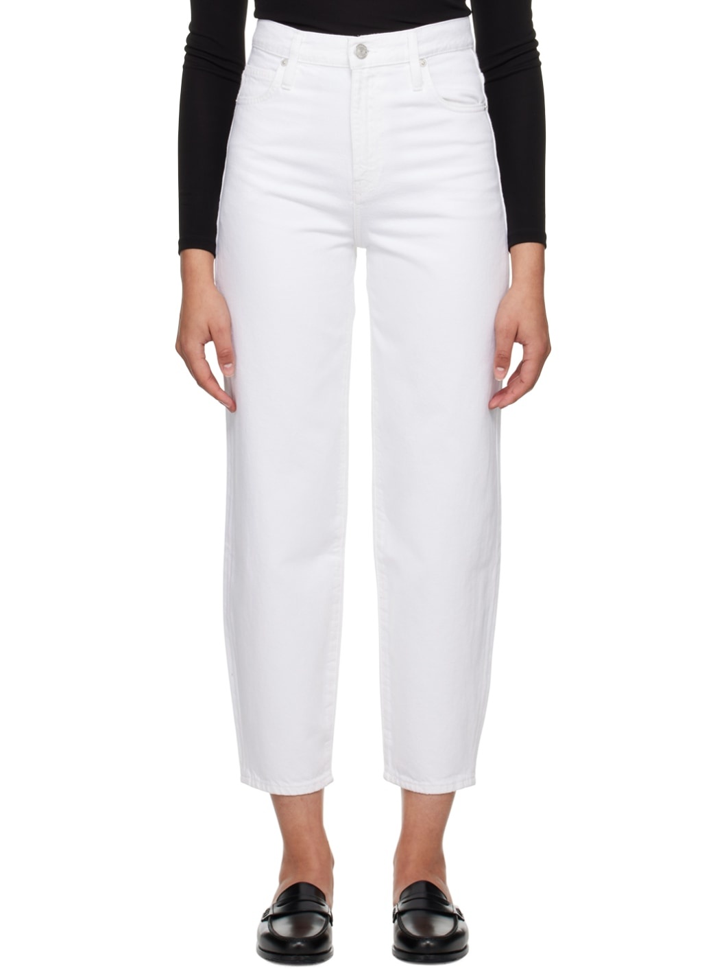 White Tapered Jeans - 1