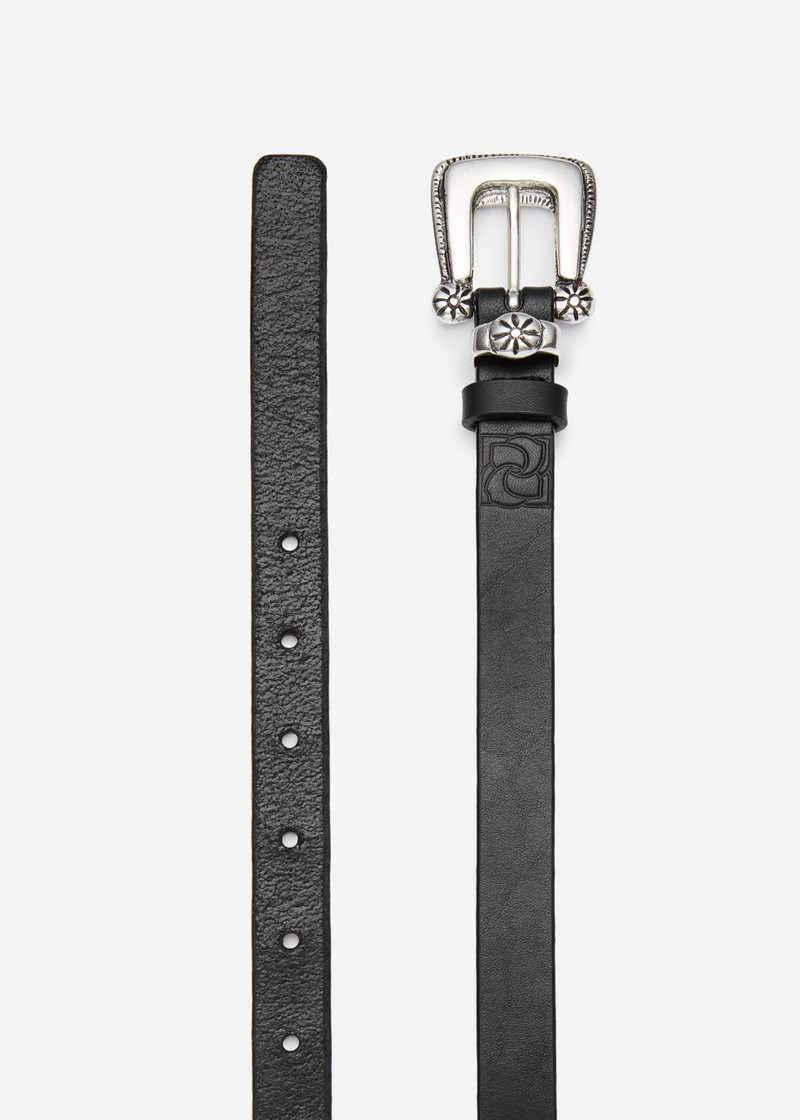 MAGDA BUTRYM Western leather belt in black and silver outlook