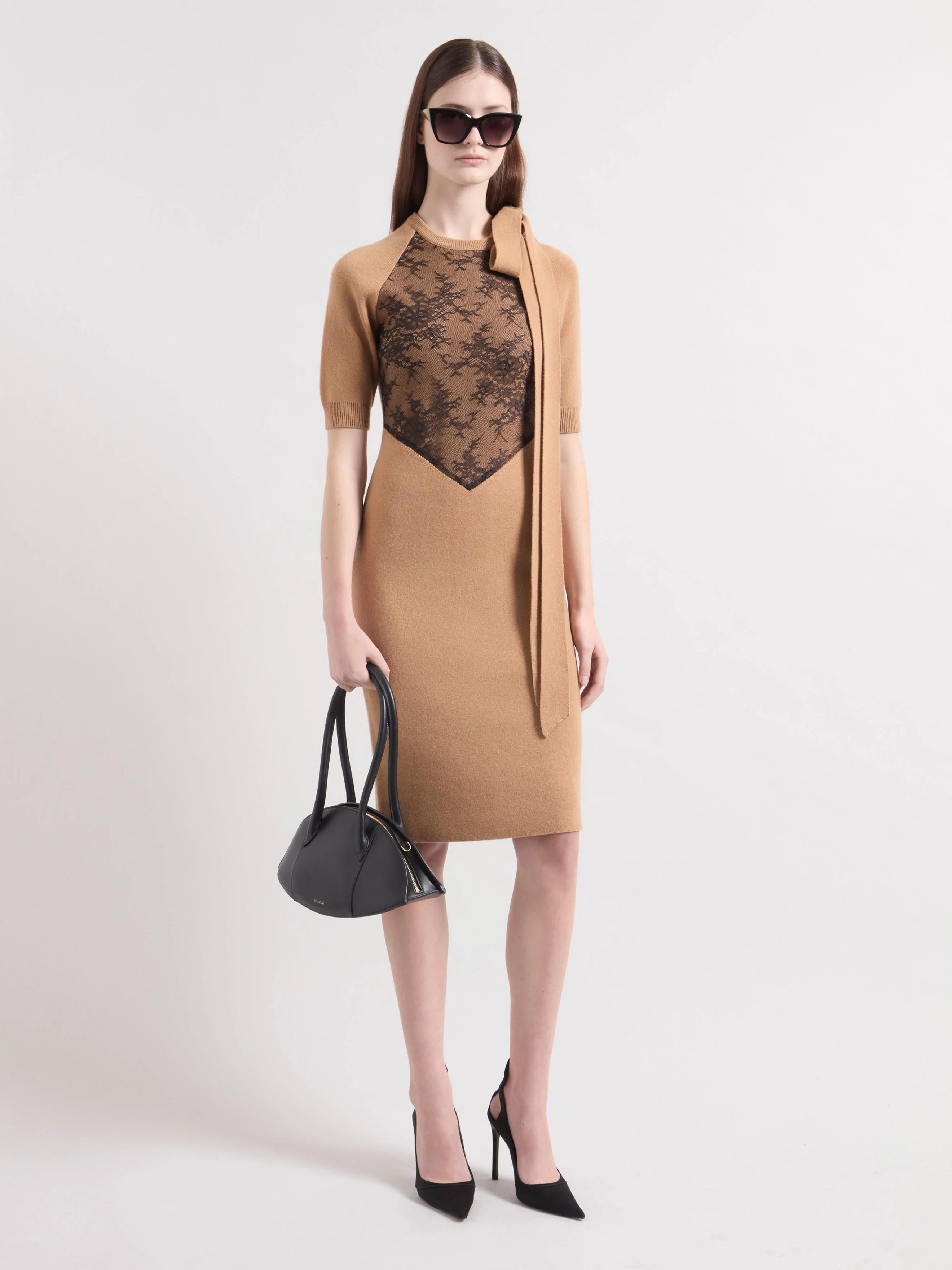 Camel Cashmere Midi Dress - 1